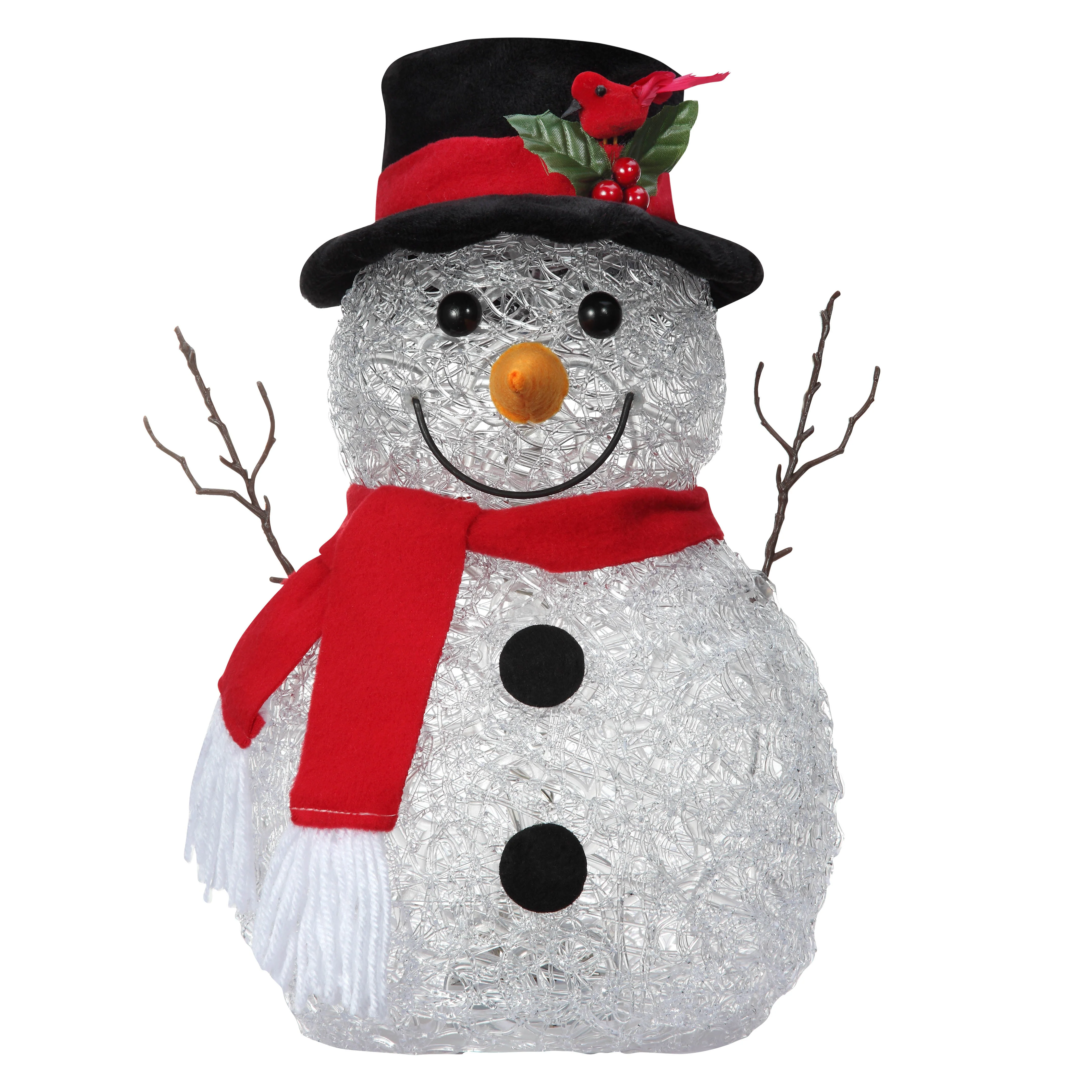 13 Inch Spun Acrylic Snowman with LED Lights - Image 4