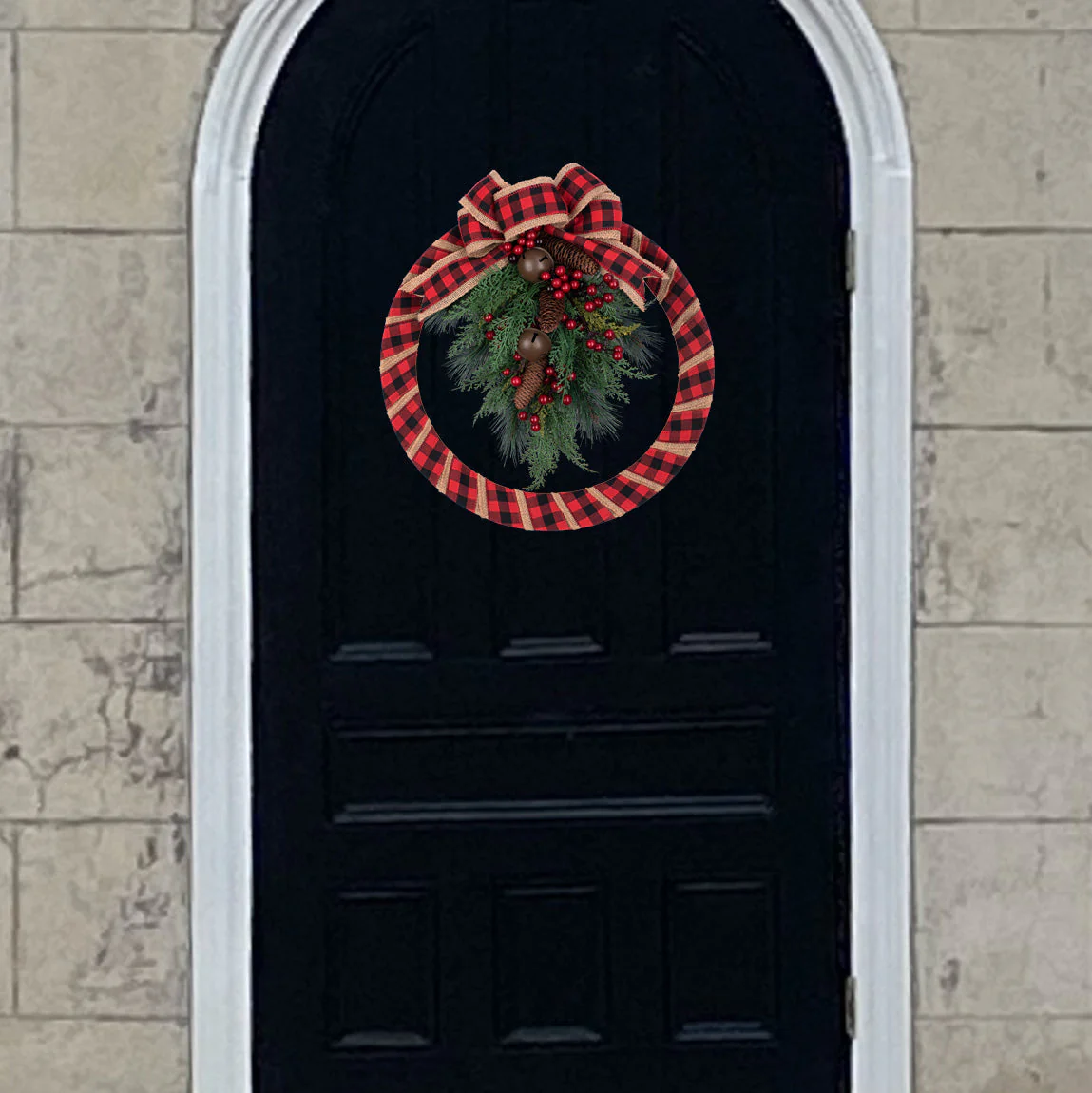 18 Inch Buffalo Check Homespun Christmas Wreath - Image 4