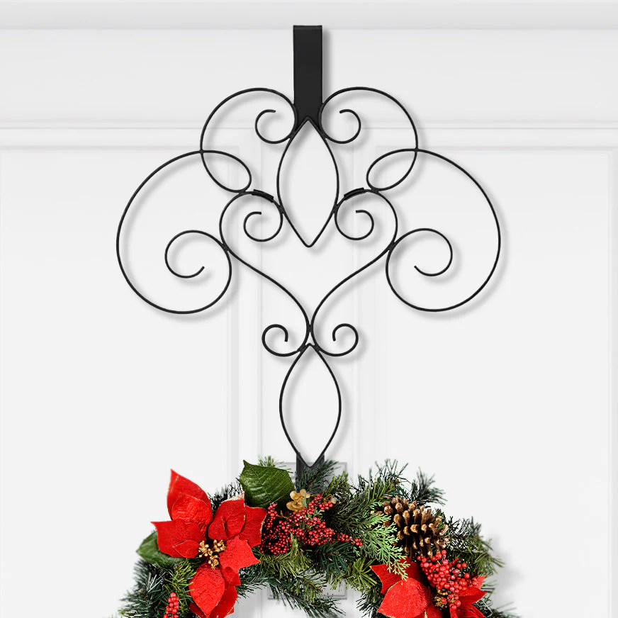 18-Inch Scrollwork Wreath Hanger- Black - Image 3