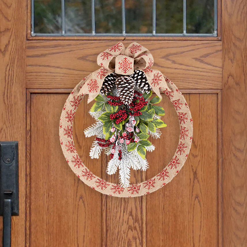 18 Inch Snowflake Homespun Christmas Wreath - Image 3