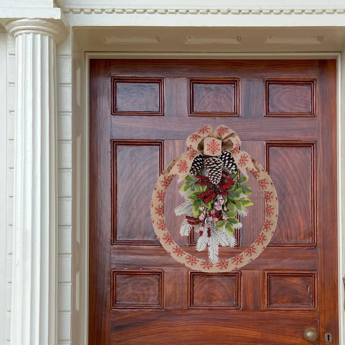 18 Inch Snowflake Homespun Christmas Wreath - Image 5