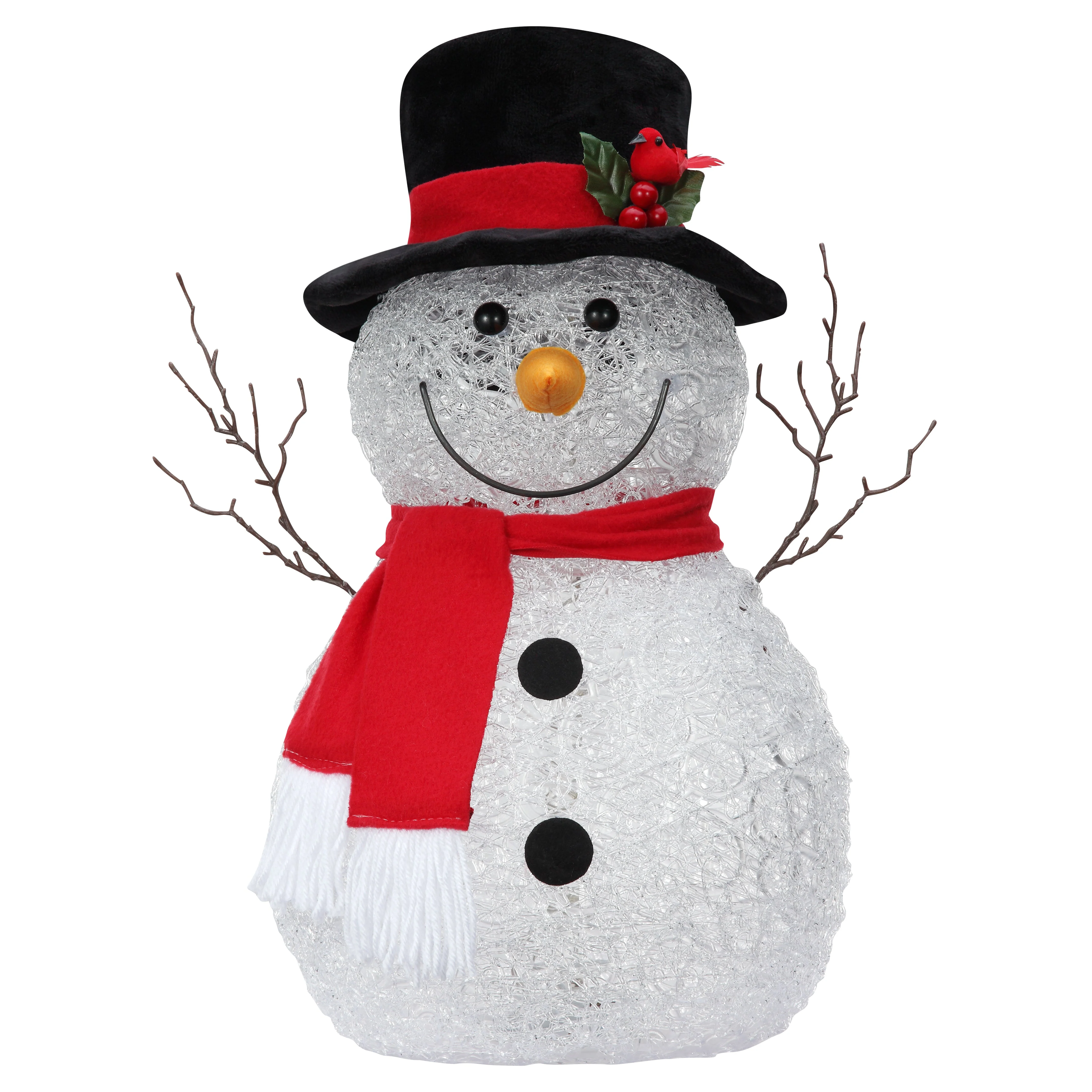 17 Inch Spun Acrylic Snowman with LED Lights - Image 4
