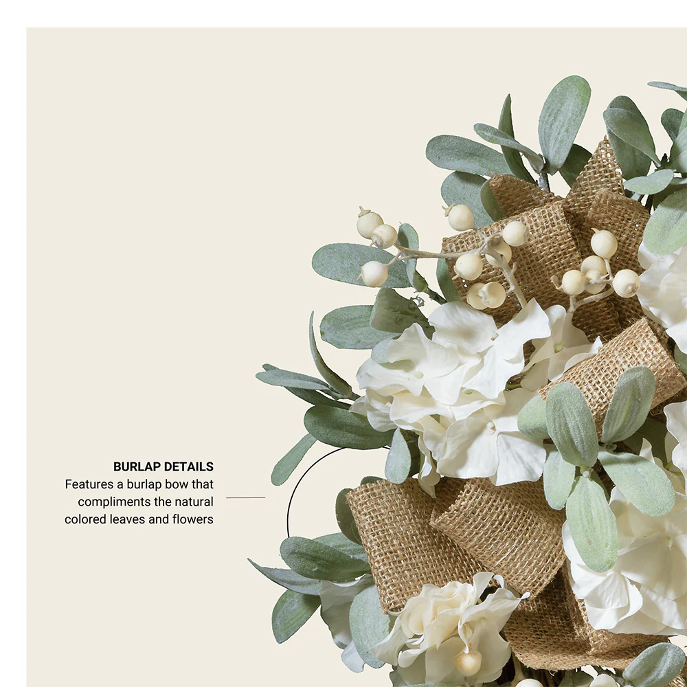 22 Inch Grapevine Hydrangea Wreath - Image 5