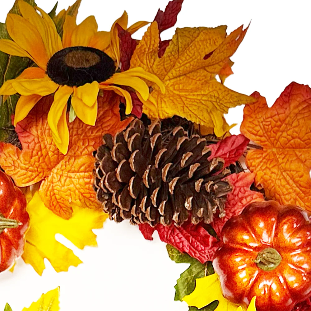 24 Inch Fall Sunflower Artificial Wreath - Image 5