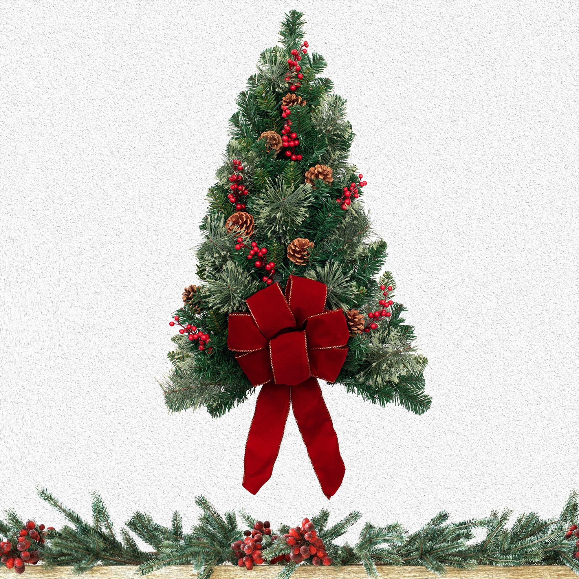 28 Inch Pre-lit Easy Hang Classic Christmas Wall Tree - Image 3