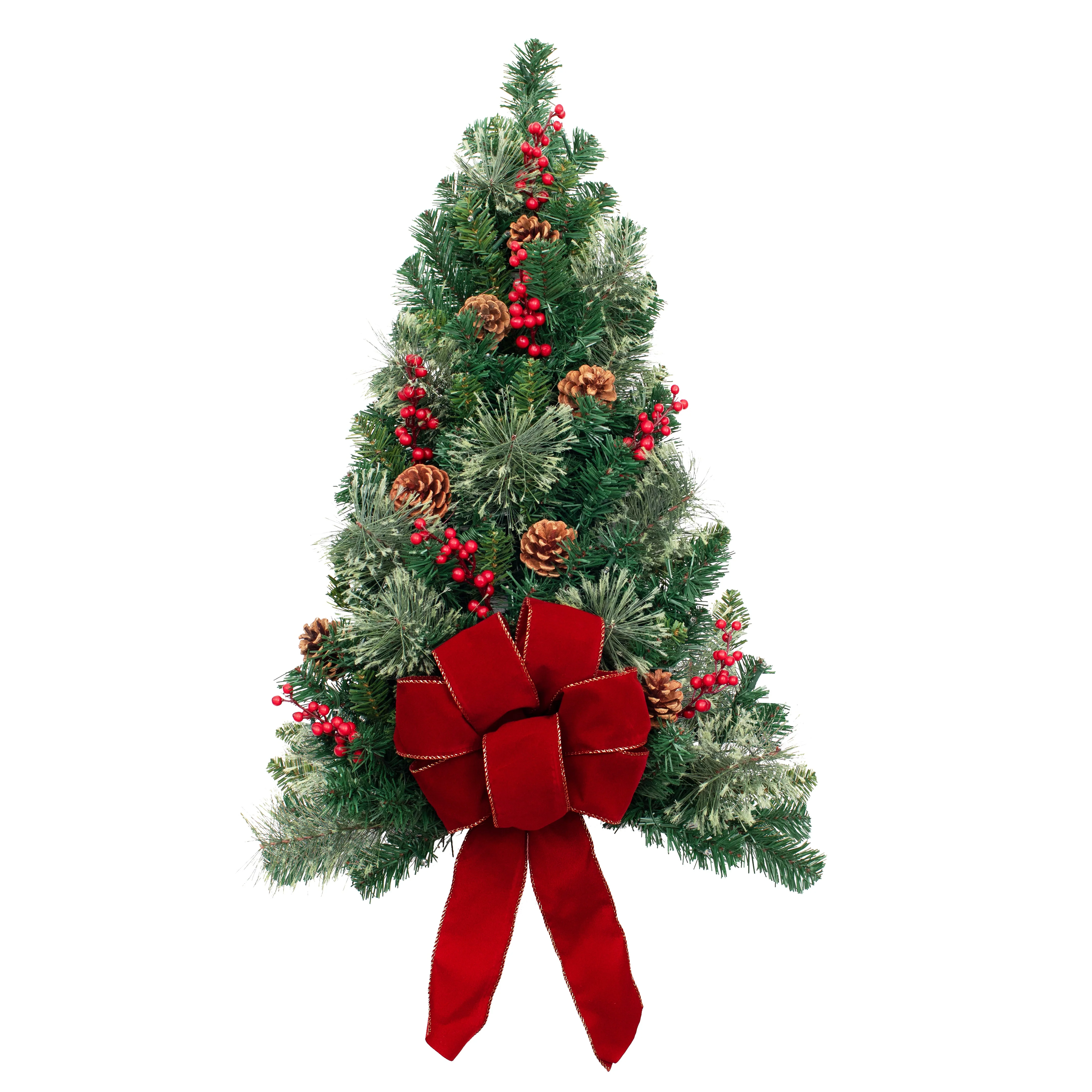 28 Inch Pre-lit Easy Hang Classic Christmas Wall Tree - Image 4