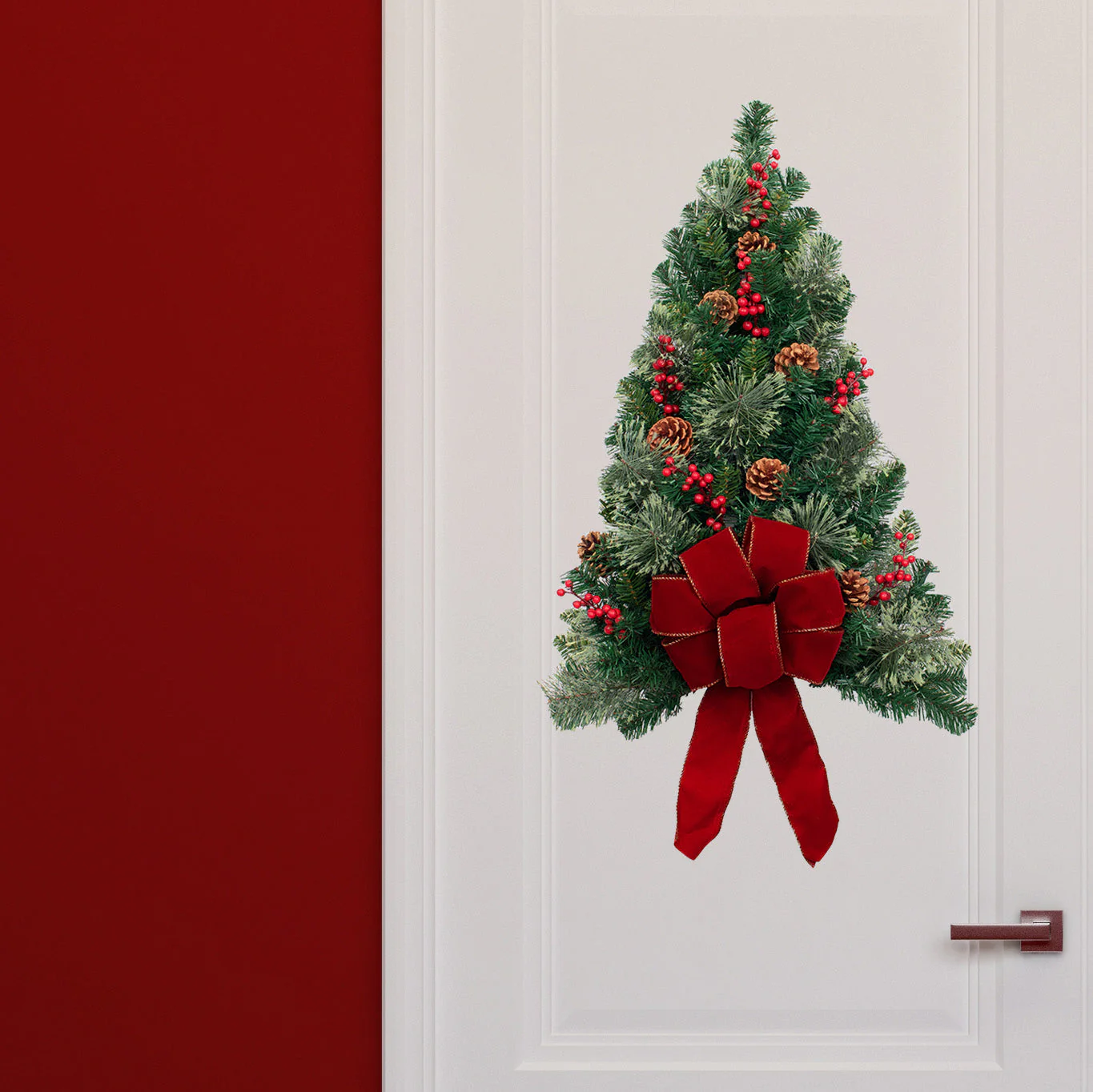 28 Inch Pre-lit Easy Hang Classic Christmas Wall Tree - Image 5