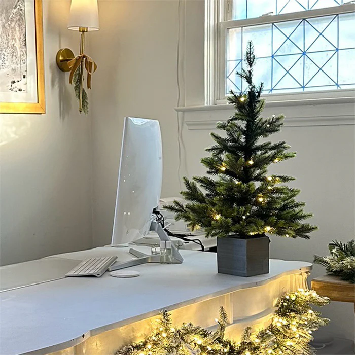 30 Inch Prelit Fraser Fir Potted Tree in Wooden Pot - Image 6