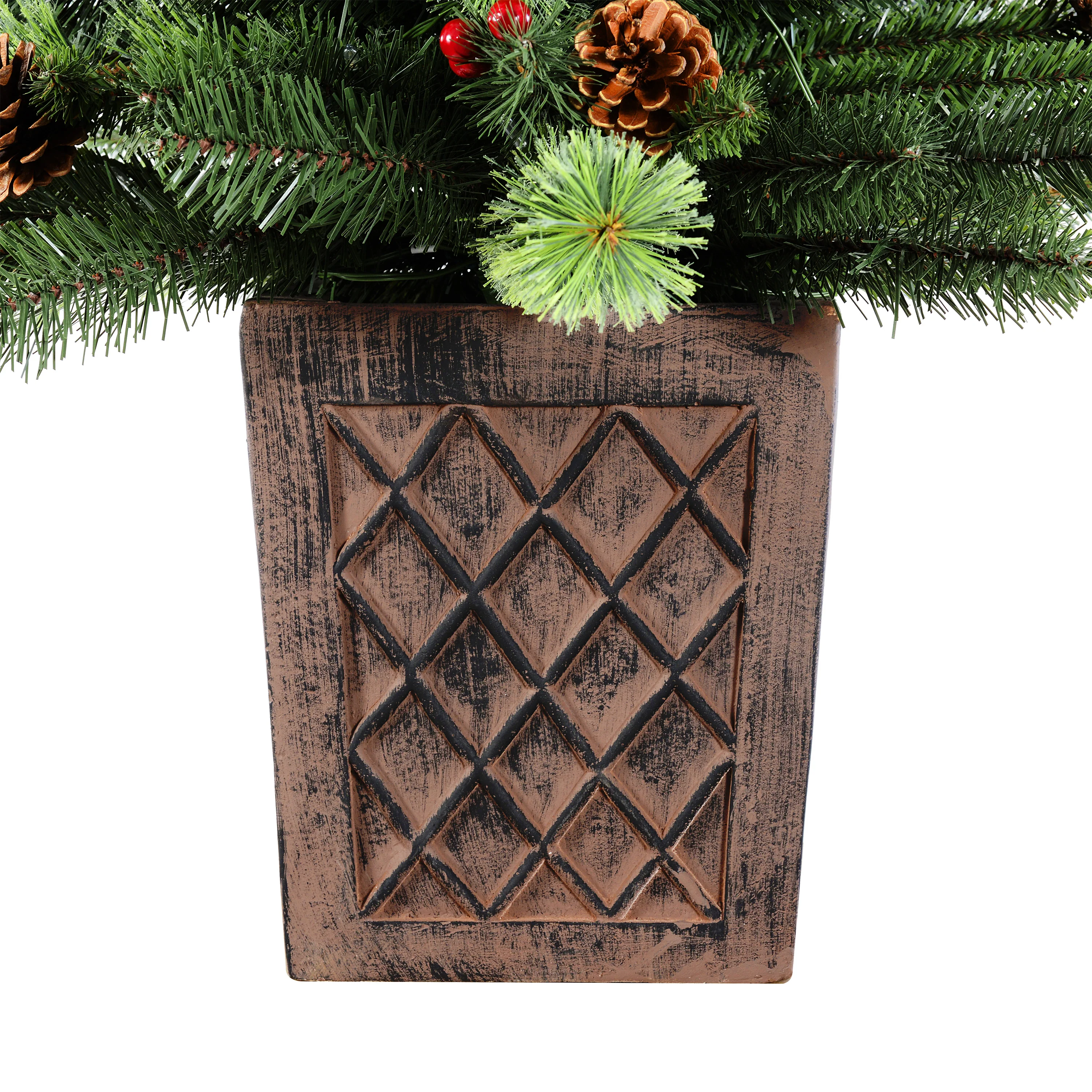 4.5 Foot Pre-Lit Evergreen Potted Porch Tree - Image 3