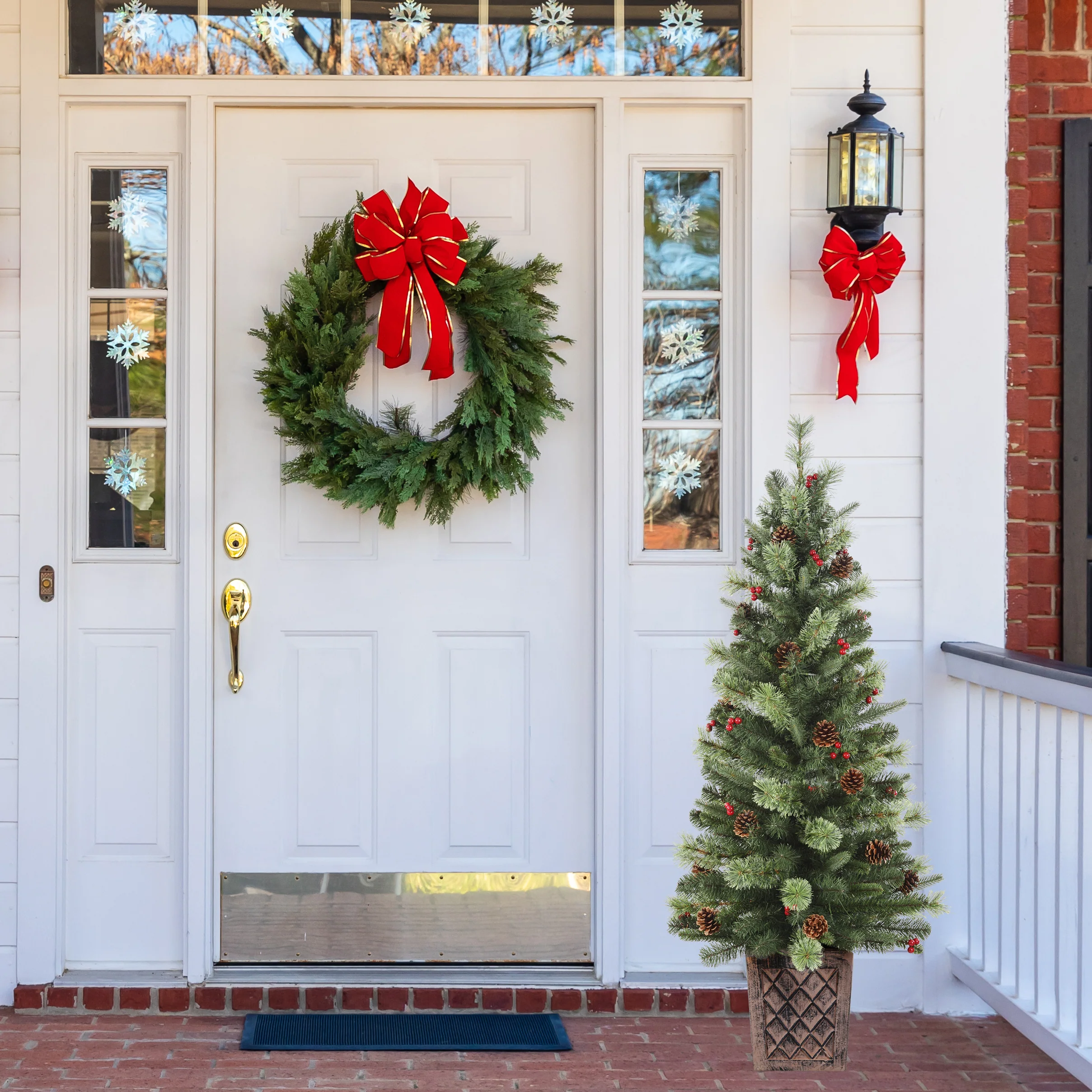 4.5 Foot Pre-Lit Evergreen Potted Porch Tree - Image 6