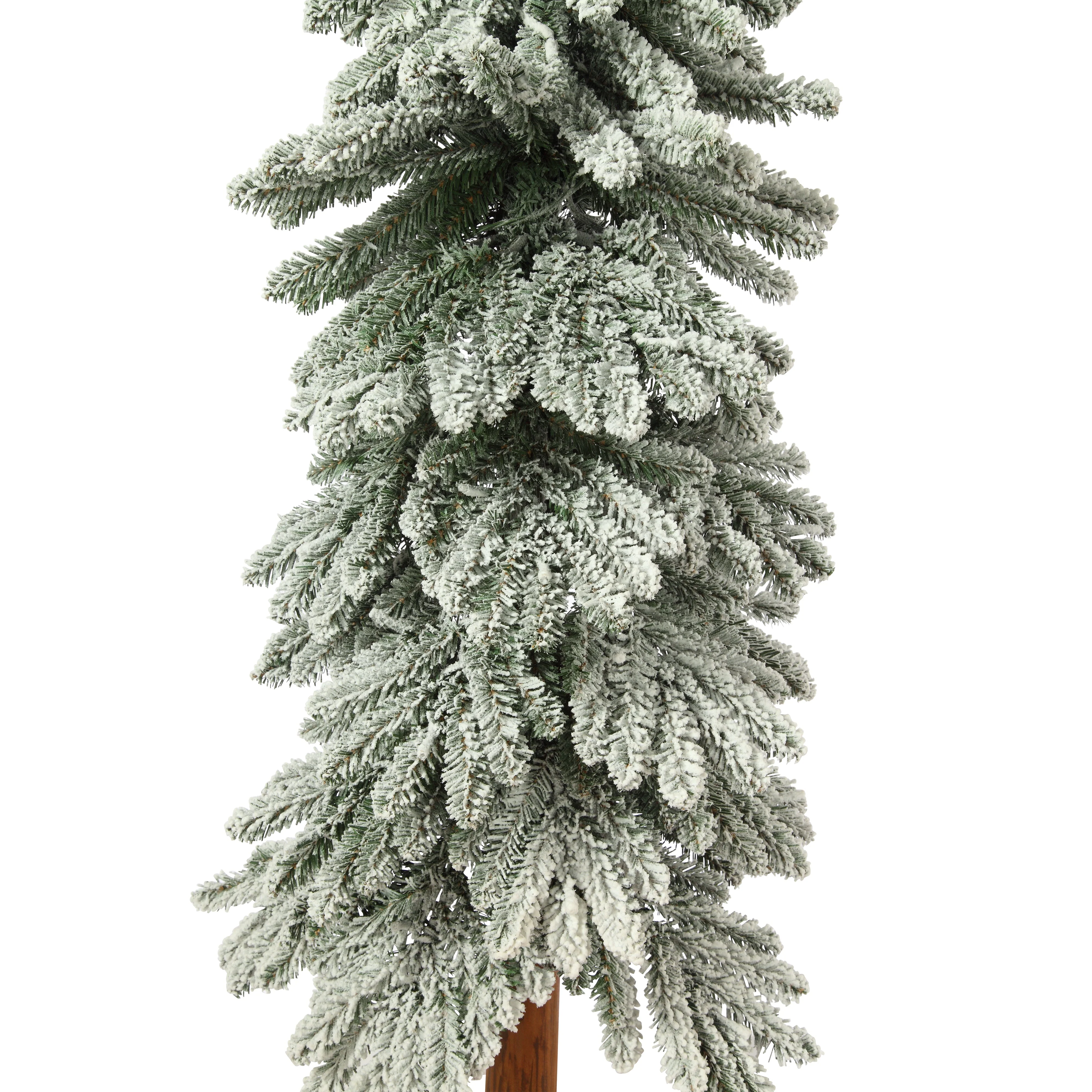 4 Foot Lightly Flocked Alpine Tree Pre-Lit Warm LED Lights with Timer - Image 7