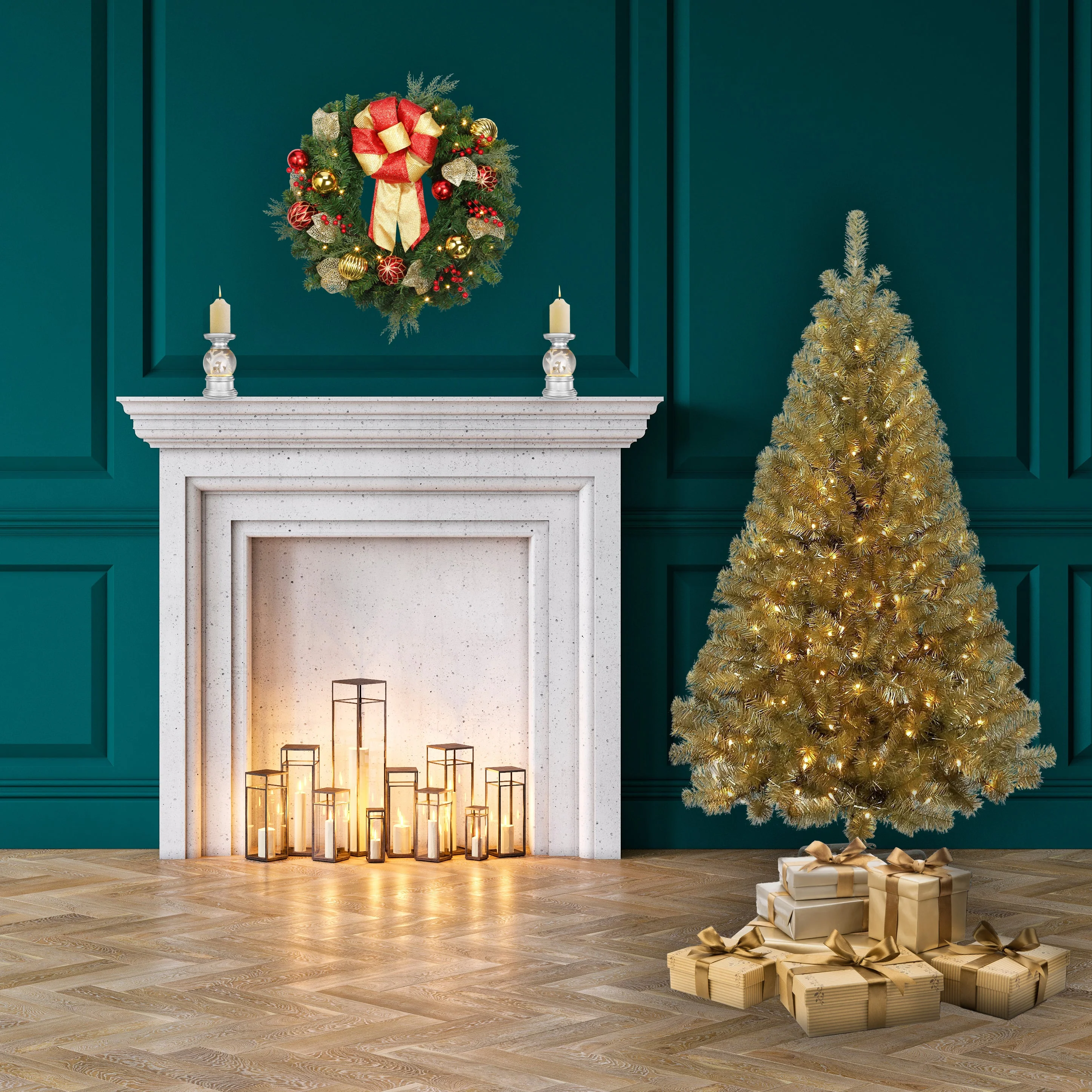 5 Foot Champagne Gold Tinsel Tree - Image 2