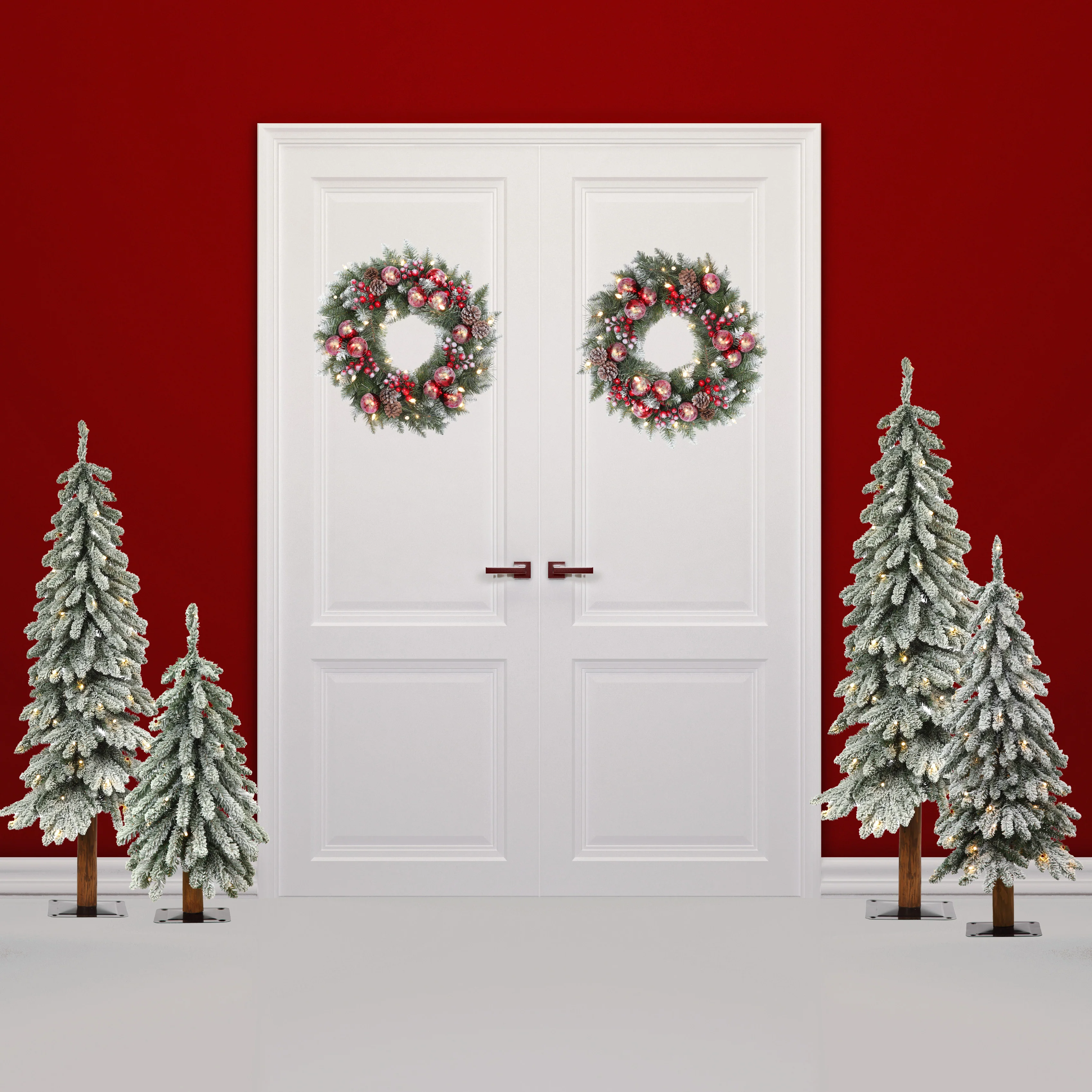 3 Foot Lightly Flocked Alpine Tree with Warm White LED Lights and Timer - Image 7