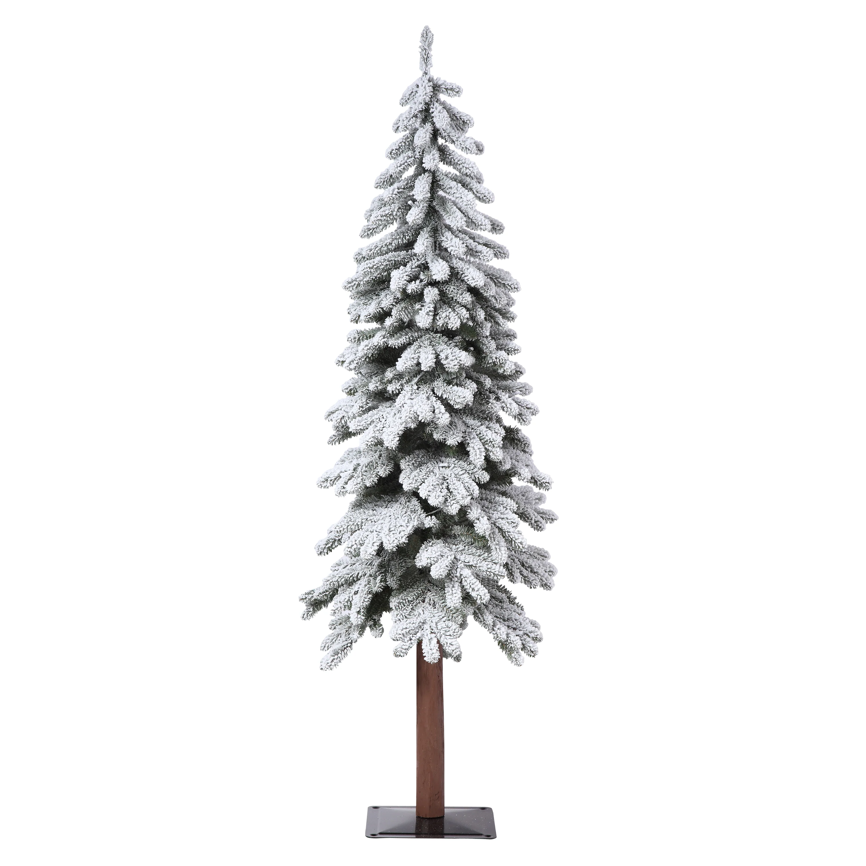 5 Foot Lightly Flocked Alpine Tree Pre-Lit Warm LED Lights with Timer - Image 9