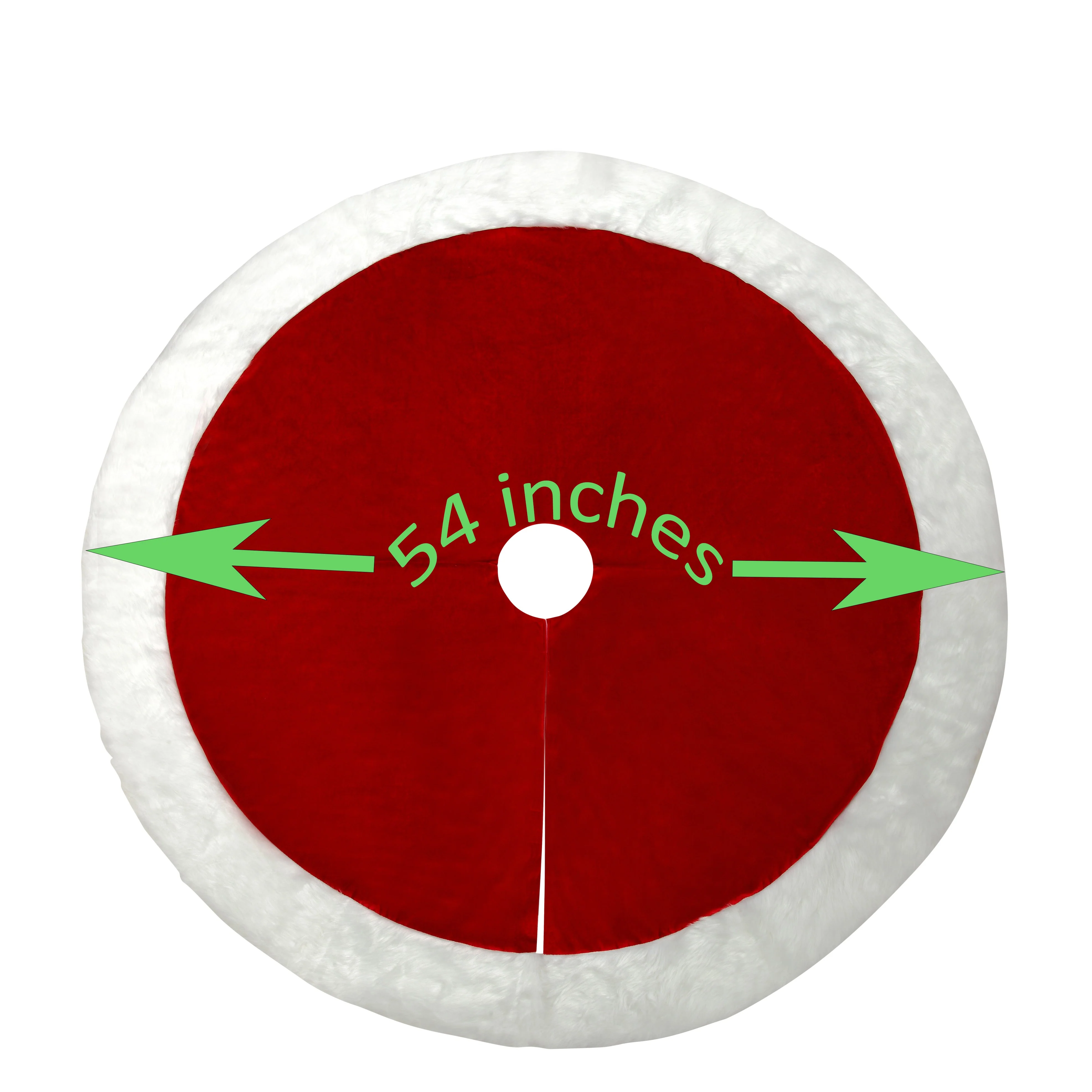 54 Inch Dark Red Velvet Tree Skirt with Hi-Pile White Border - Image 4