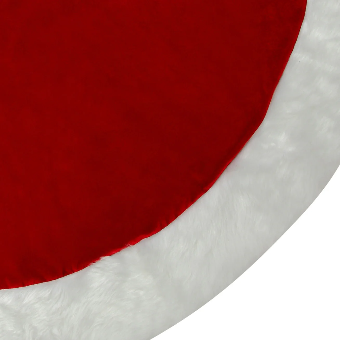 54 Inch Dark Red Velvet Tree Skirt with Hi-Pile White Border - Image 6
