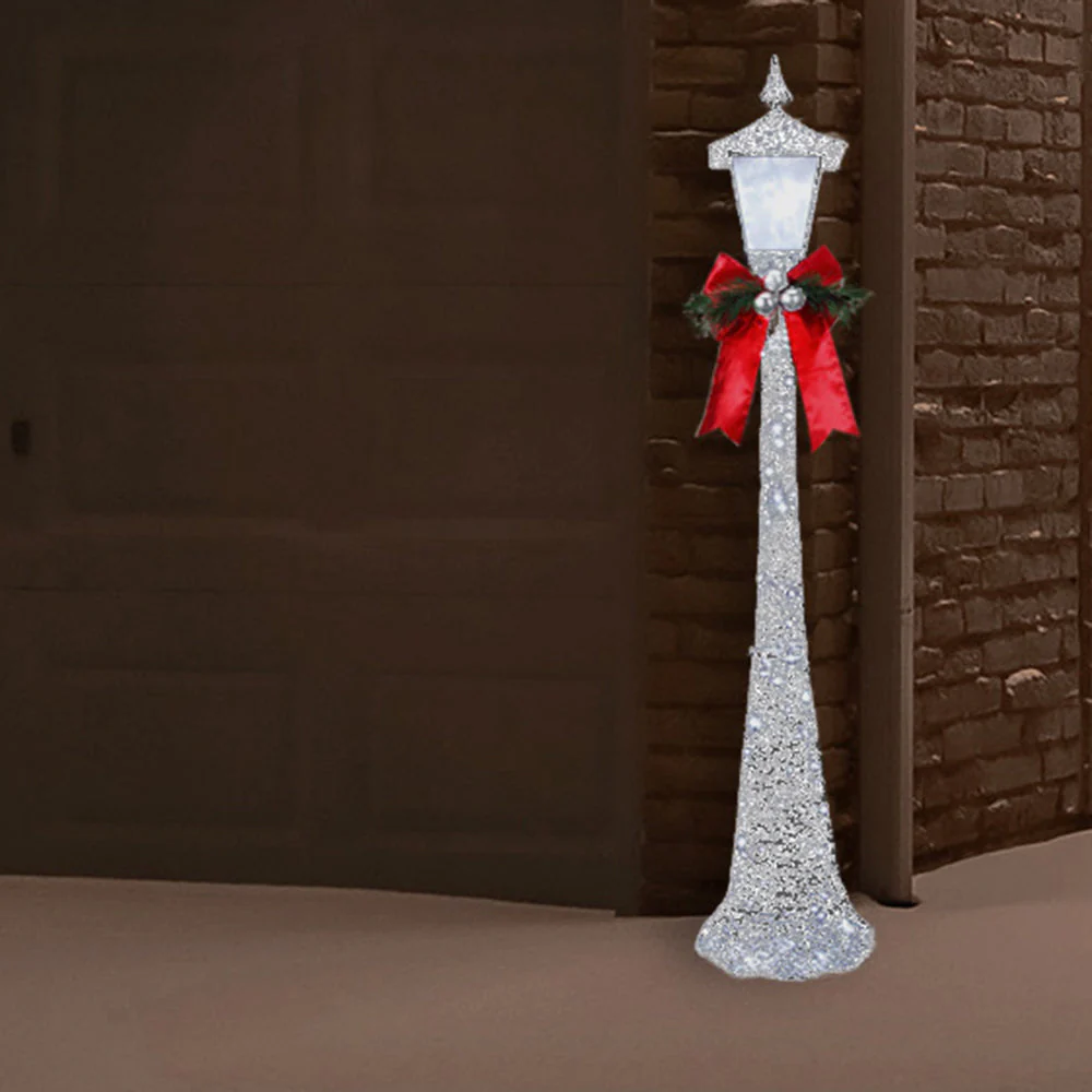 60 Inch Tall White Lamppost with LED Lights for Indoor or Outdoor Use - Image 3
