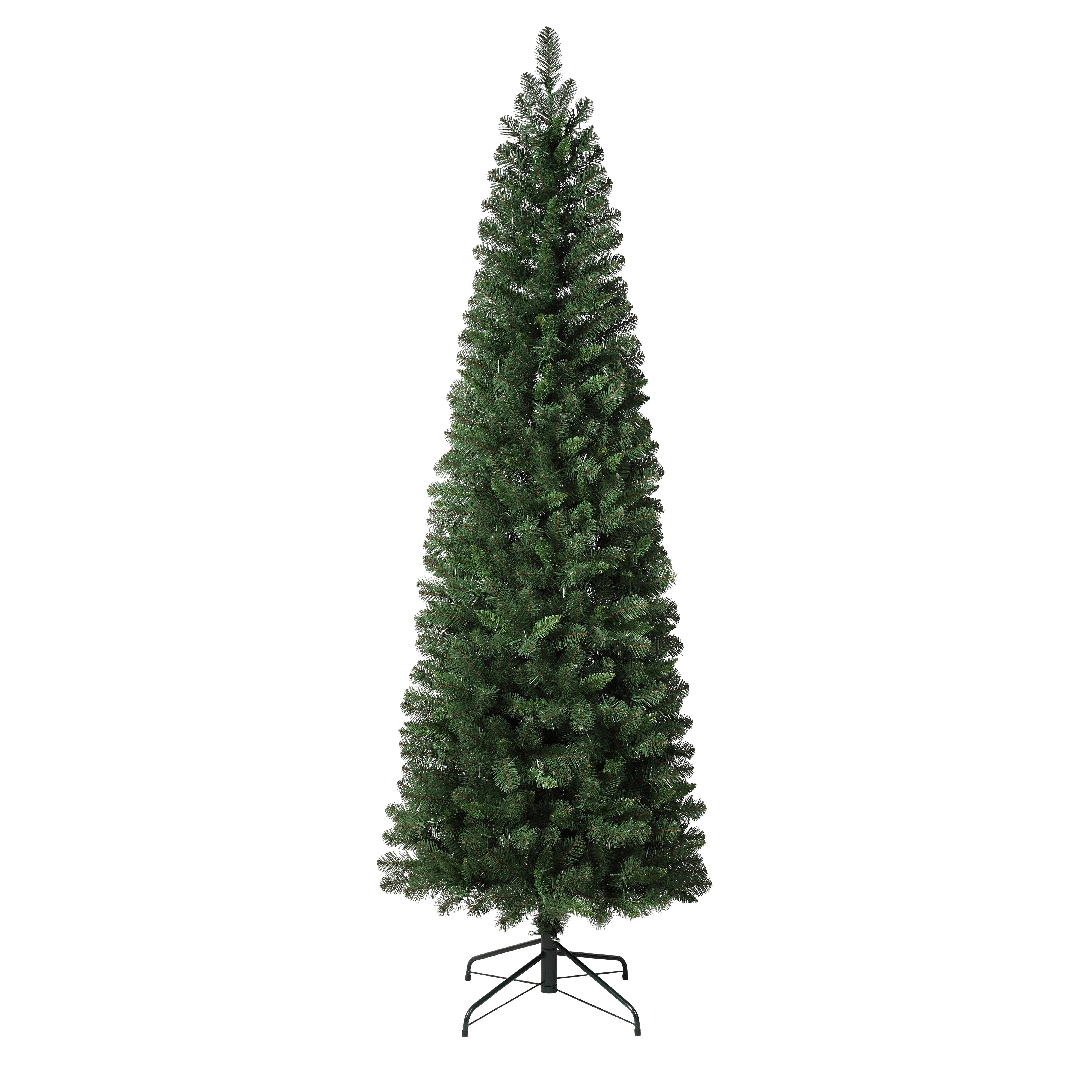 7.5 Foot Pencil Deerfield Spruce Tree with Warm Pre-Lit LED Cluster Lights and Foot Pedal - Image 5
