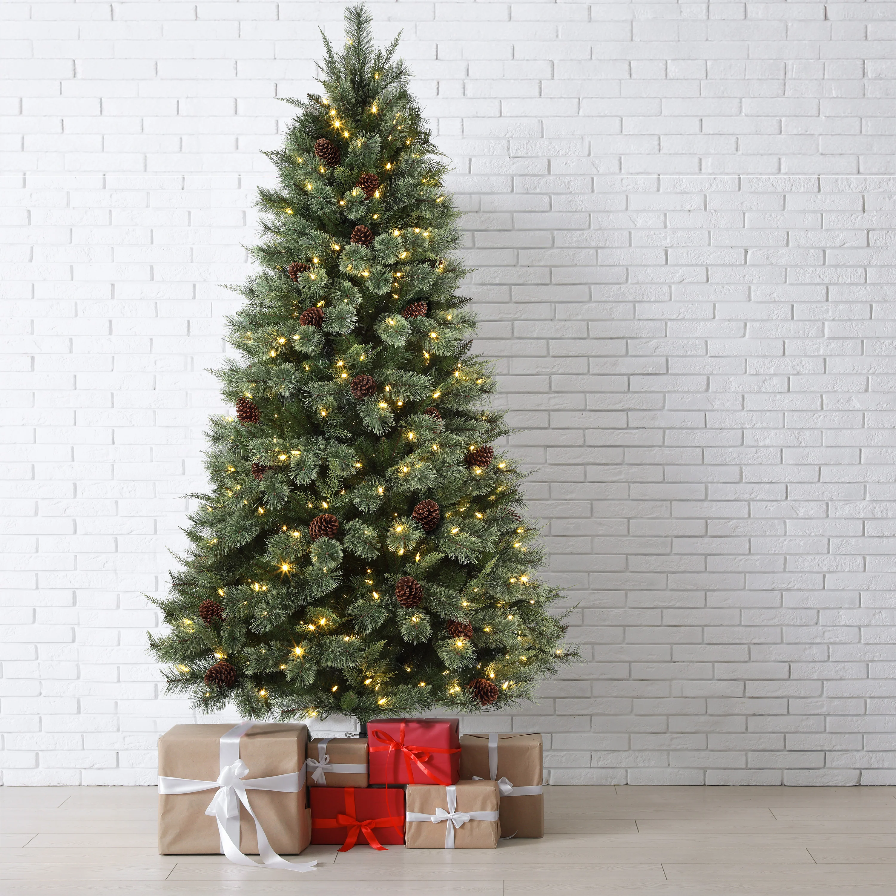 7 Ft. Cypress Cashmere Pine Tree with 8 Different Light Settings Including Twinkle and Multicolor - Image 4