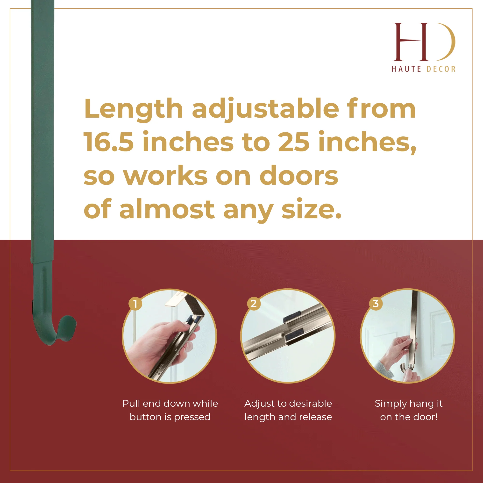 Adapt Adjustable Length Wreath Hanger - Green - Image 6