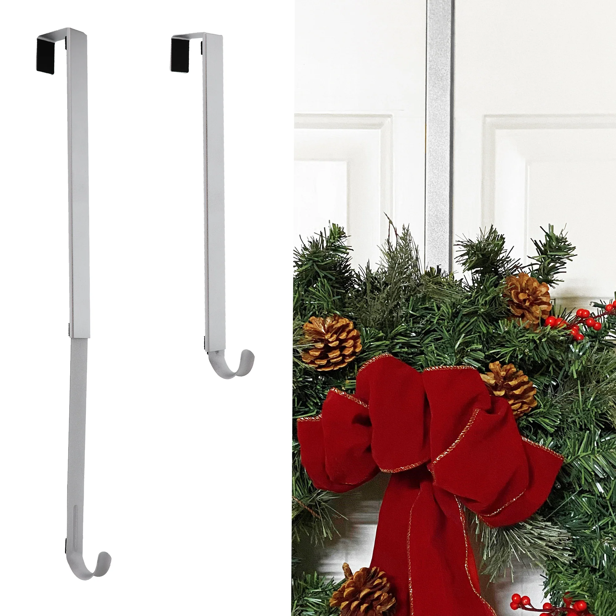 Adapt Adjustable Length Wreath Hanger - Textured Silver - Image 3