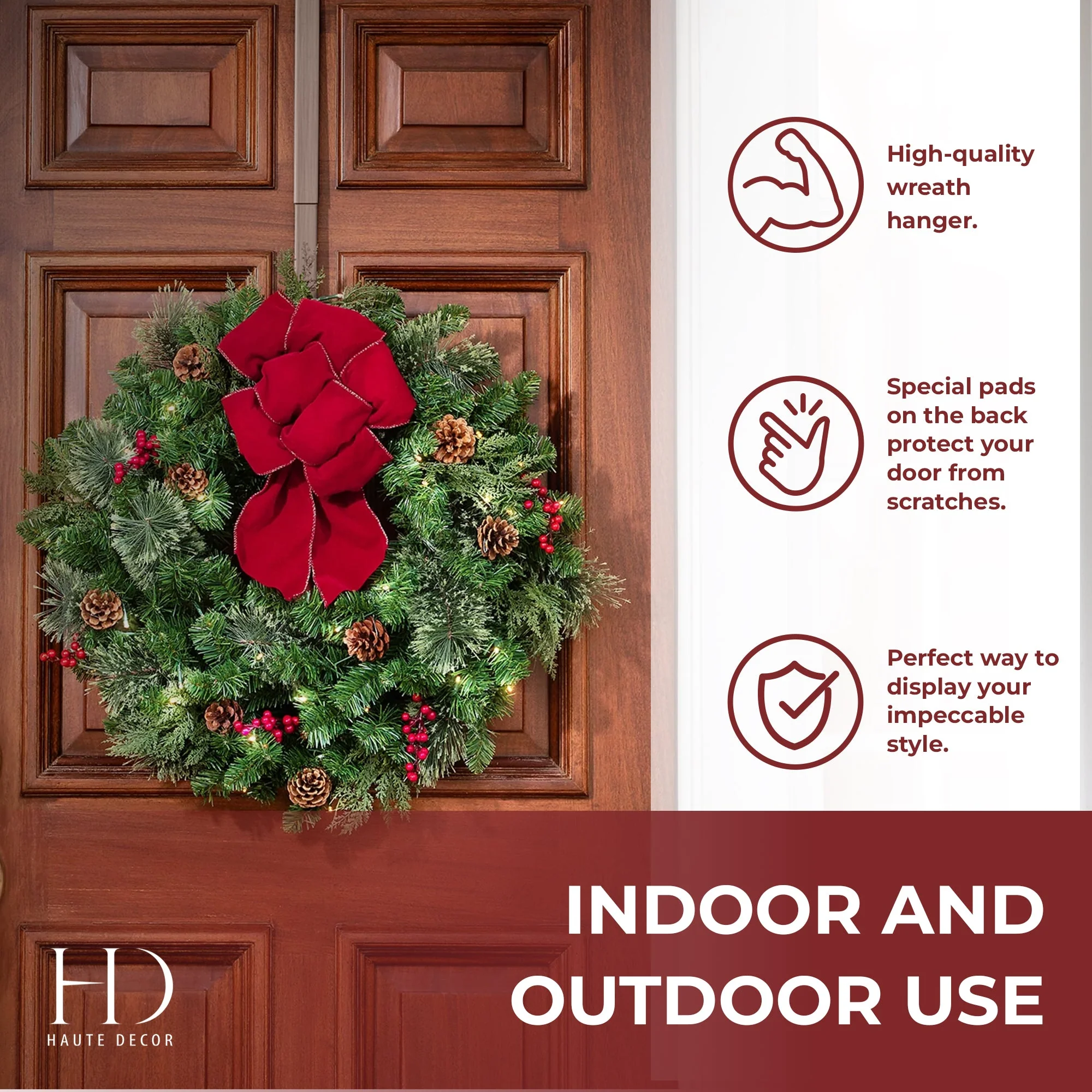 Adapt Adjustable Wreath Hanger, Top & Length Adjustable with 4 Interchangeable Icons - Oil-Rubbed Bronze - Image 10