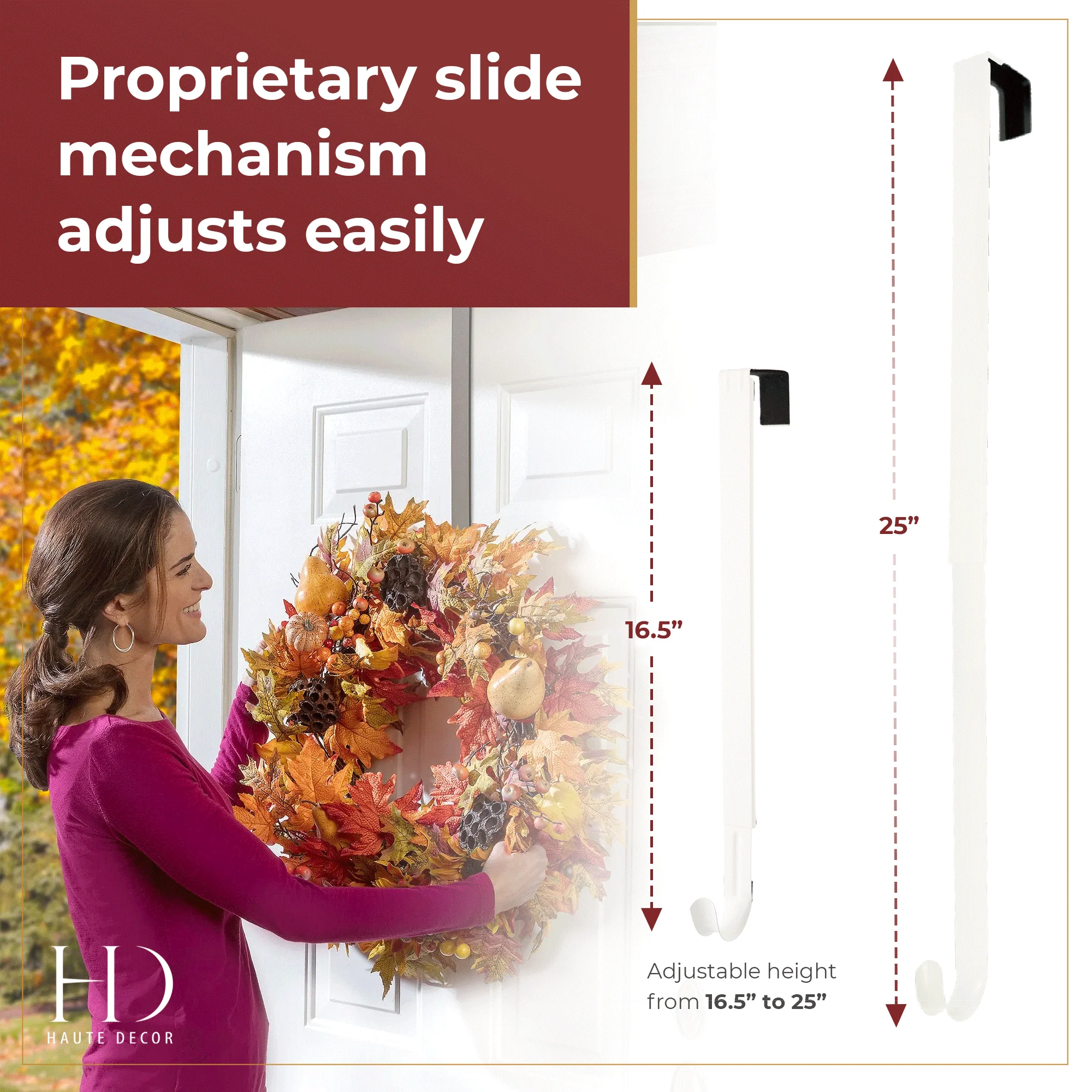 Adapt Adjustable Length Wreath Hanger - White - Image 3