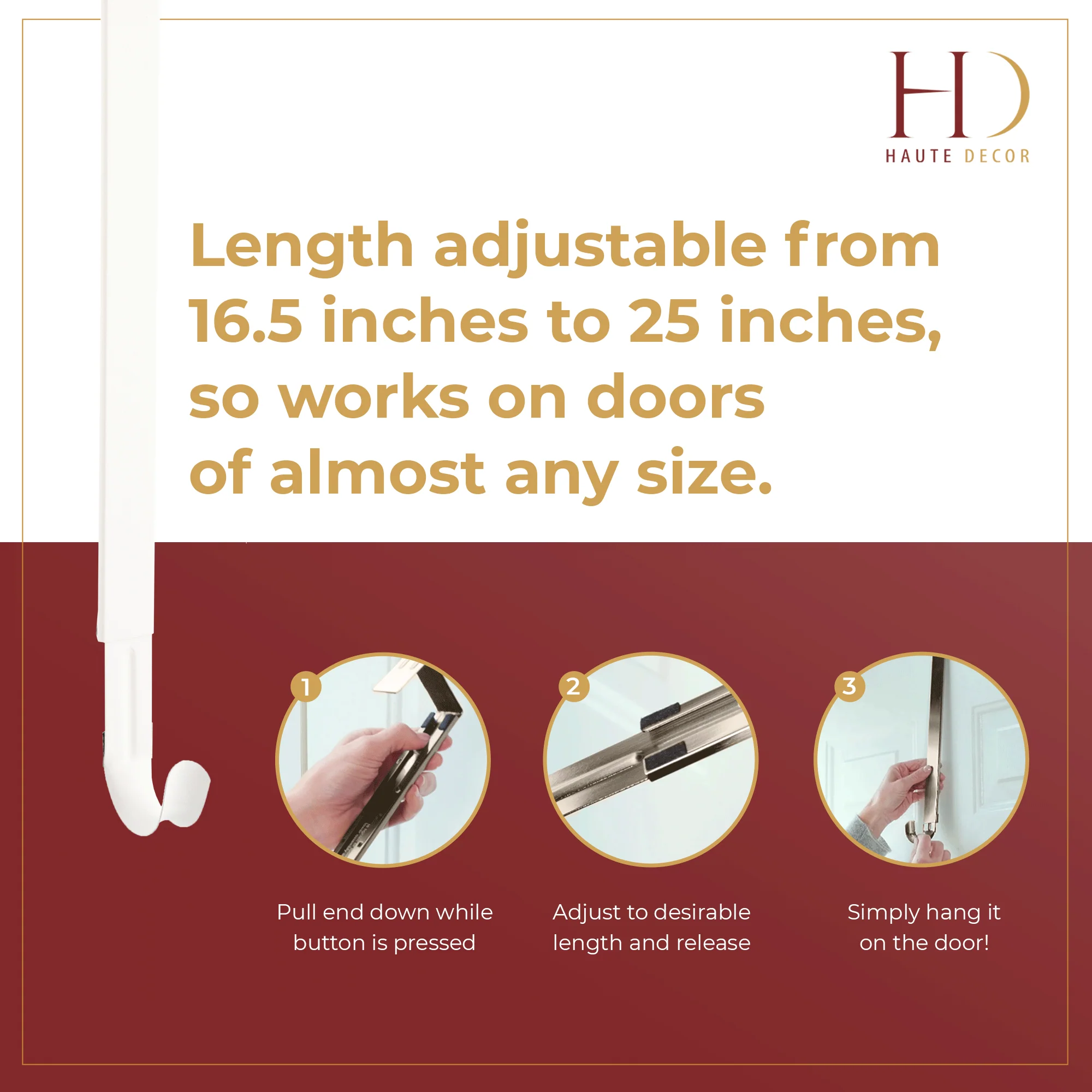 Adapt Adjustable Length Wreath Hanger - White - Image 4
