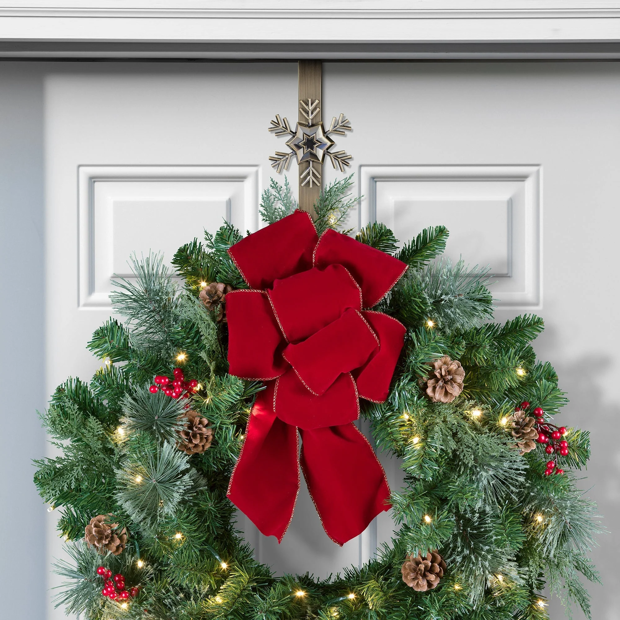 Adapt Adjustable Length Wreath Hanger with 2 Interchangeable Icons - 2 Pack Antique Brass - Image 3
