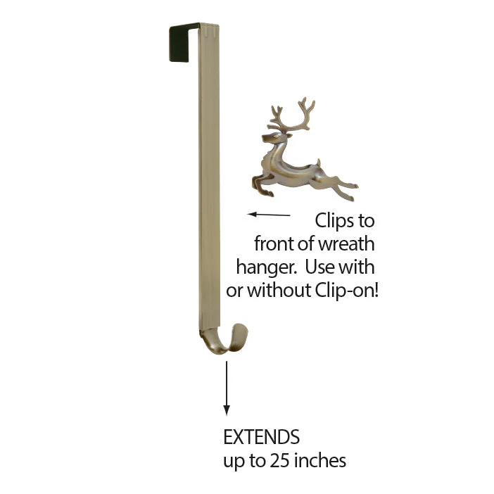 Adapt Adjustable Length Wreath Hanger with 2 Interchangeable Icons - 2 Pack Antique Brass - Image 7