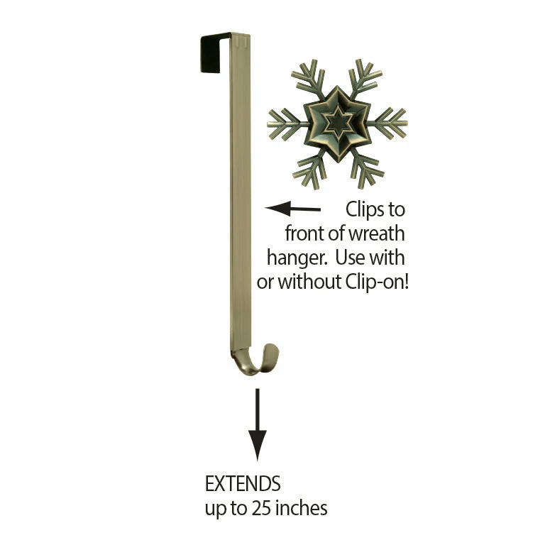 Adapt Adjustable Length Wreath Hanger with 2 Interchangeable Icons - 2 Pack Antique Brass - Image 9