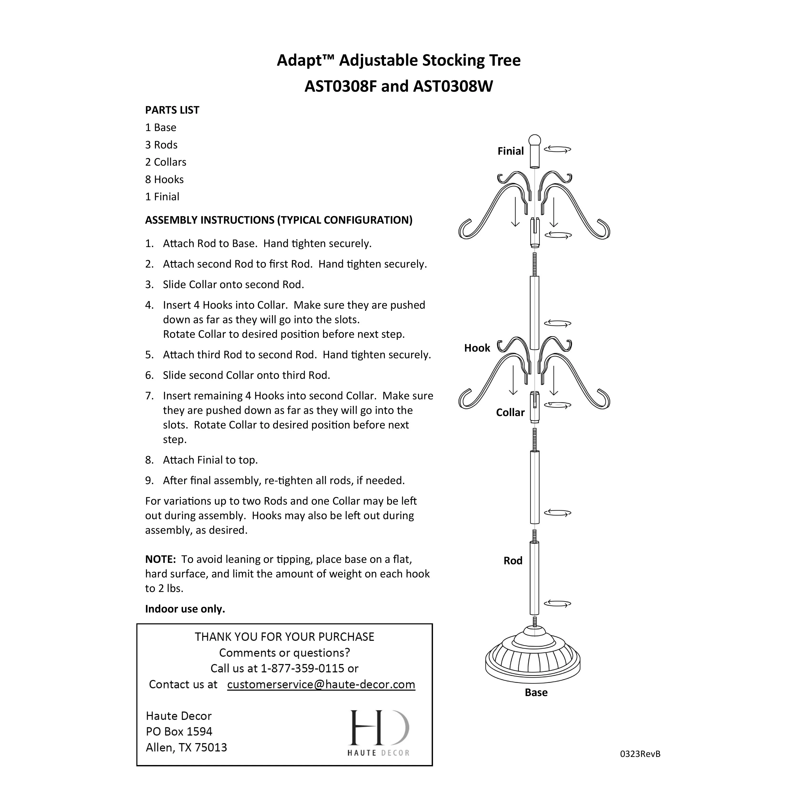 Adapt Adjustable Christmas Stocking Tree Stand - Black or Ivory White - Up to 8 Hooks - Image 13