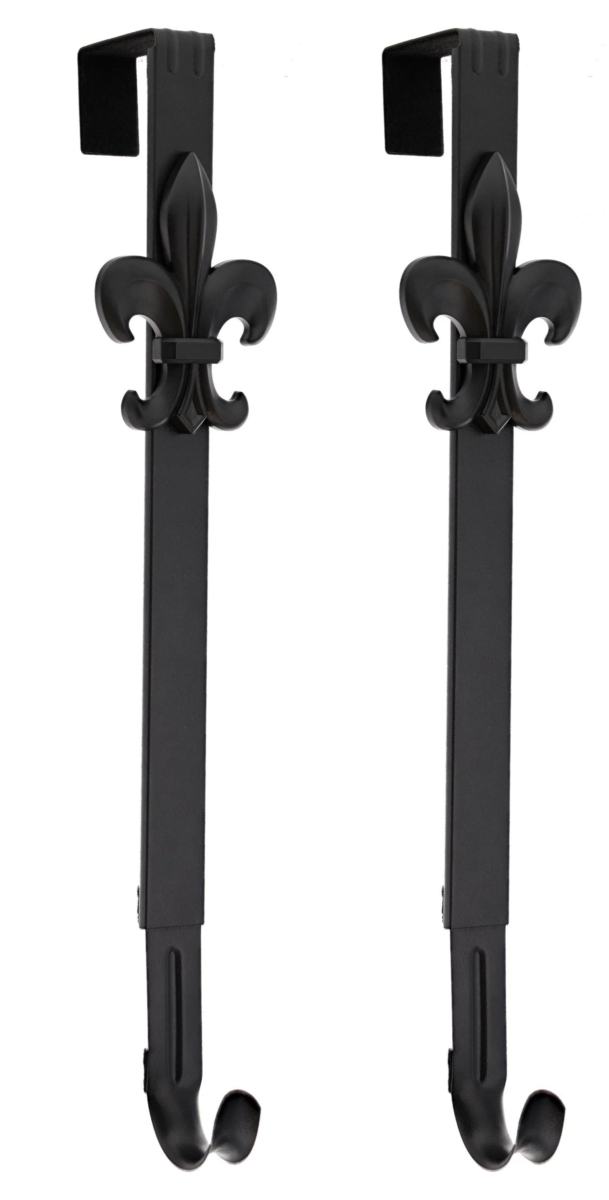 Adapt Adjustable Wreath Hanger with Fleur-de-lis Icon - Black 2 Pack