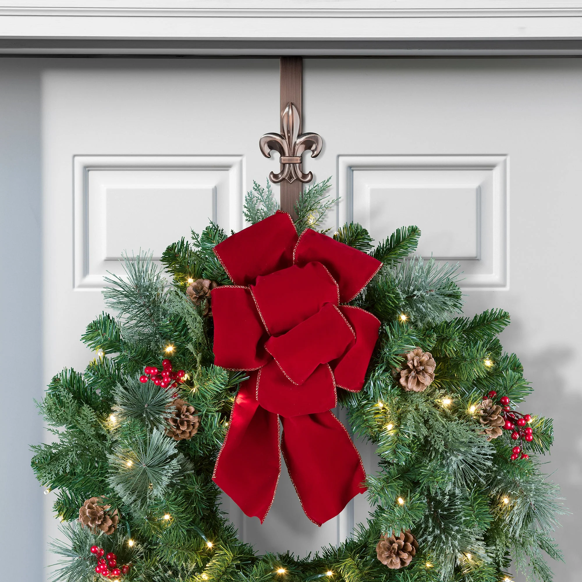 Adapt Adjustable Wreath Hanger with Fleur-de-lis Icon - Oil-Rubbed Bronze 2 Pack - Image 4