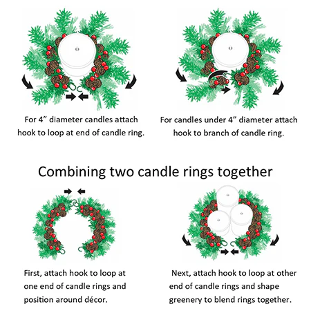 Adjustable Candle Ring / Mini Wreath, 2 Pack - 5 Styles to Choose From - Image 7