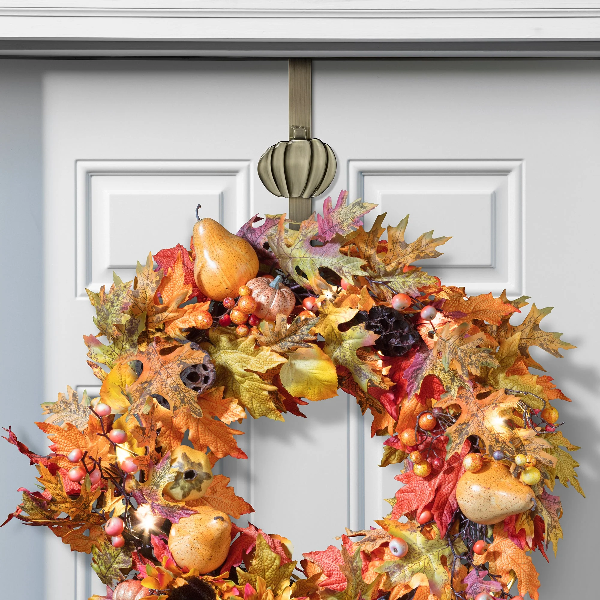 Adapt Adjustable Length Wreath Hanger with 4 Interchangeable Icons - Antique Brass - Image 5