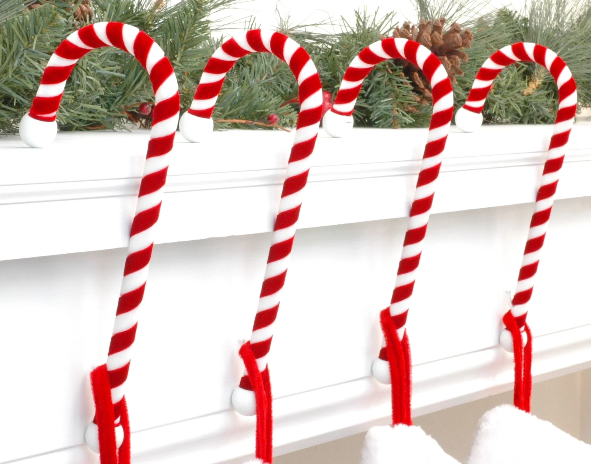 Candy Cane Stocking Holder - 4 Pack - Velvet - Image 3