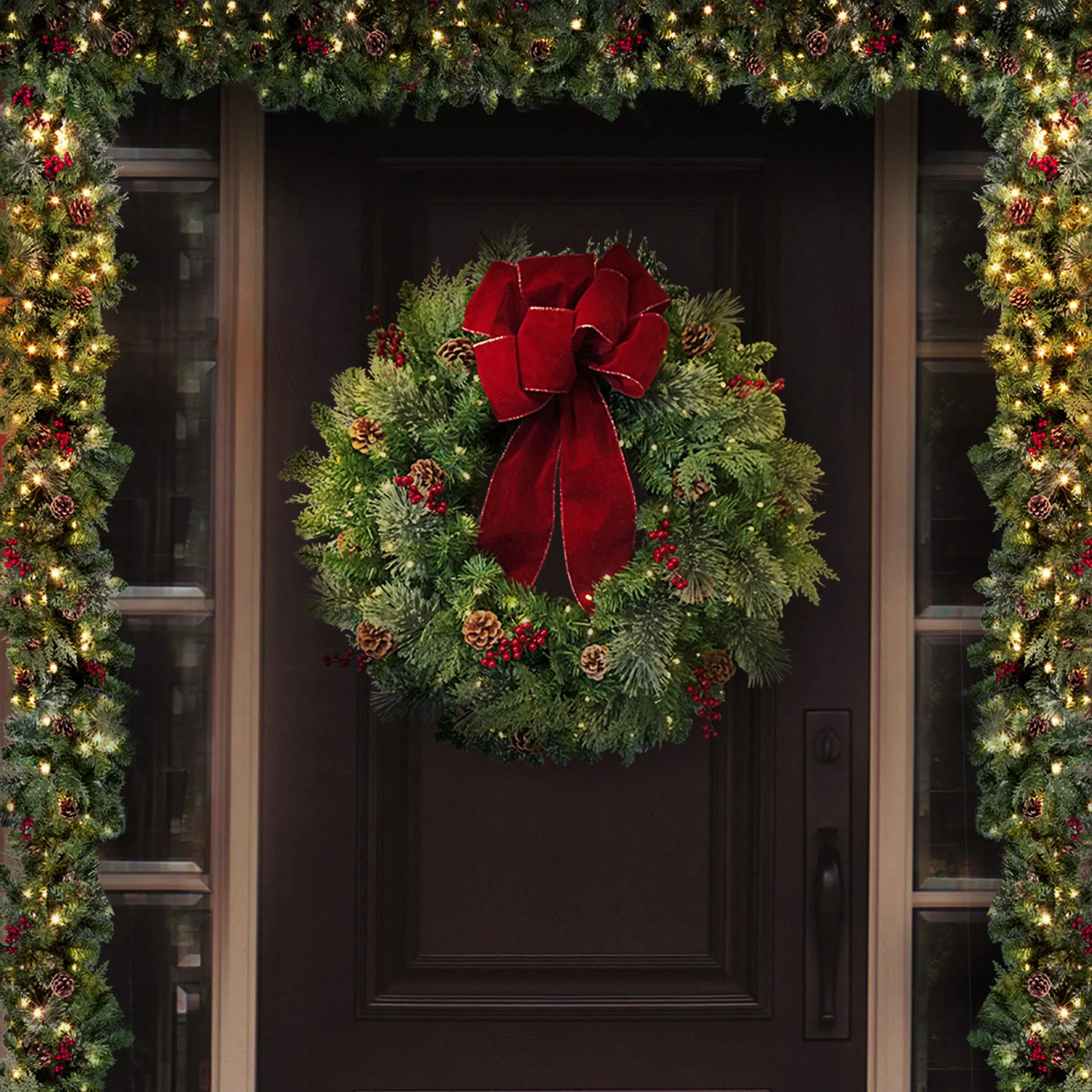 30 Inch Classic Pre-lit Christmas Wreath - Image 5