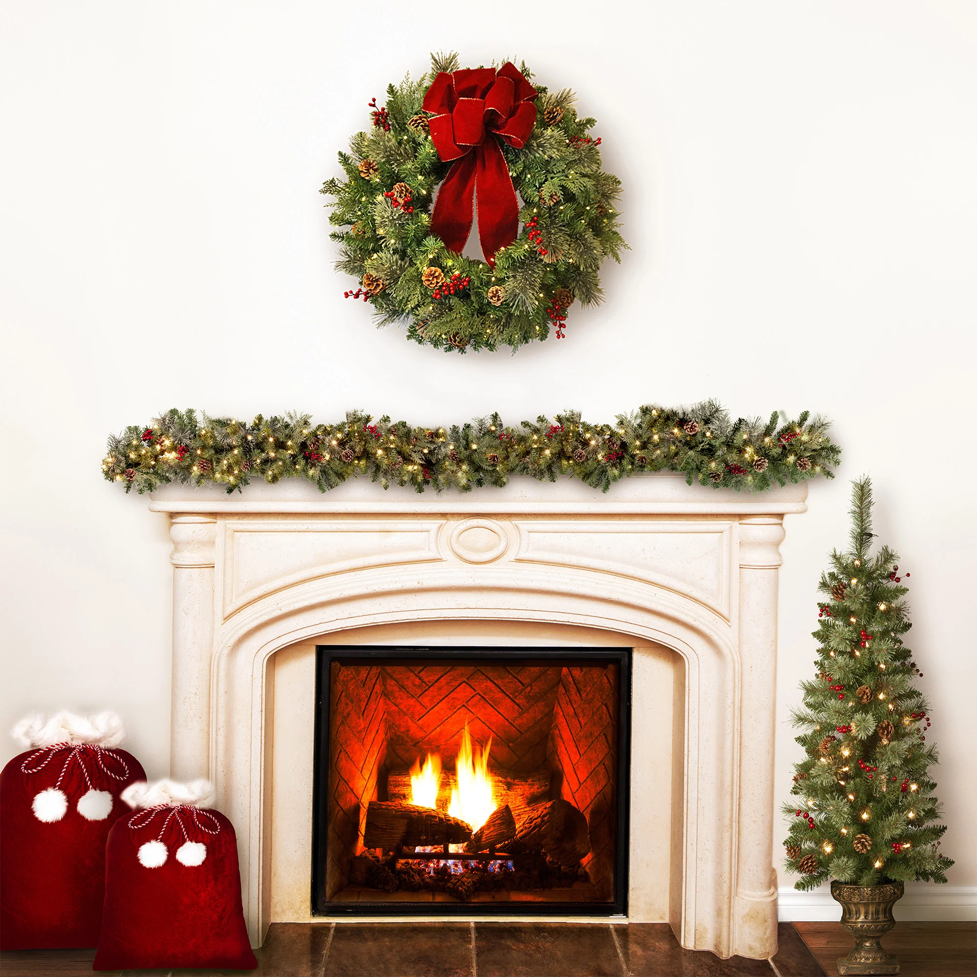 30 Inch Classic Pre-lit Christmas Wreath - Image 6