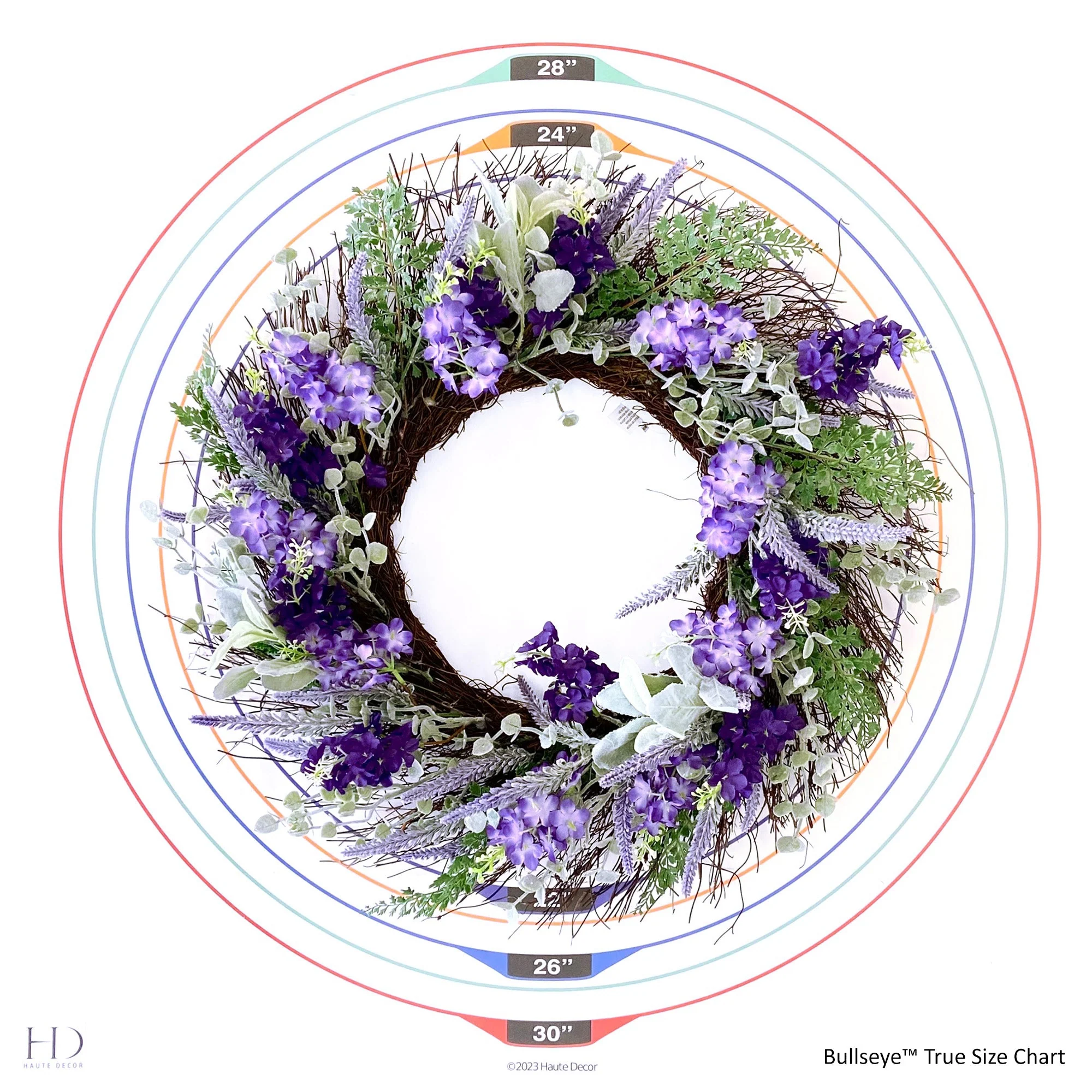 24 Inch Mixed Lavender/Larkspur Wreath - Image 3
