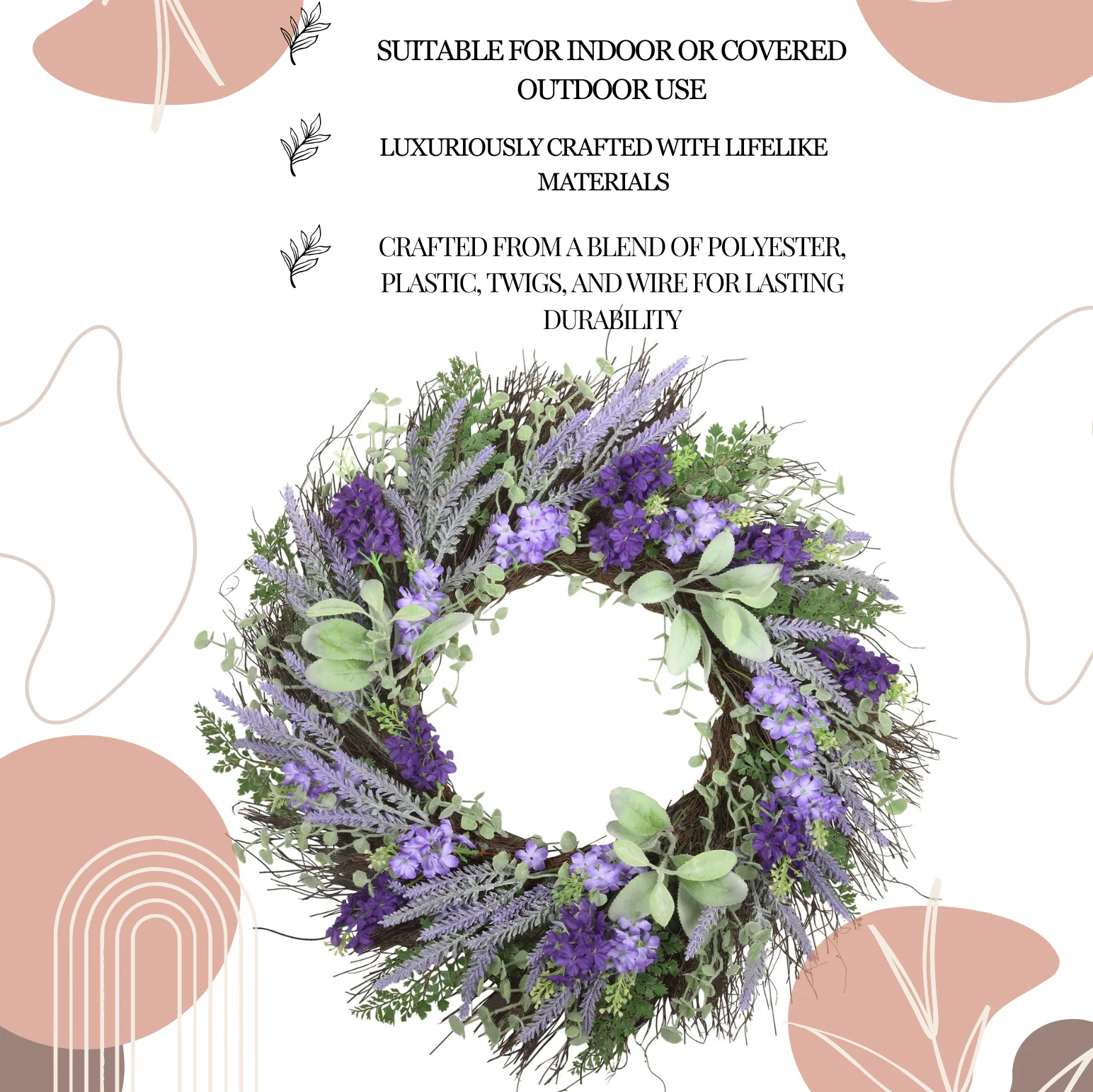 24 Inch Mixed Lavender/Larkspur Wreath - Image 4