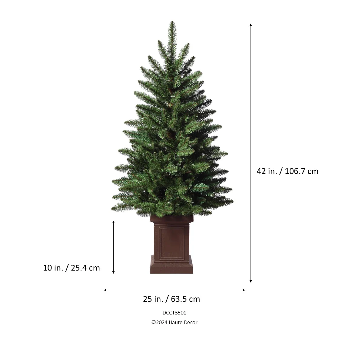 3.5 Foot Berkeley Fir Tree, Unlit in Brown Wood-Look Plastic Pot - Image 6