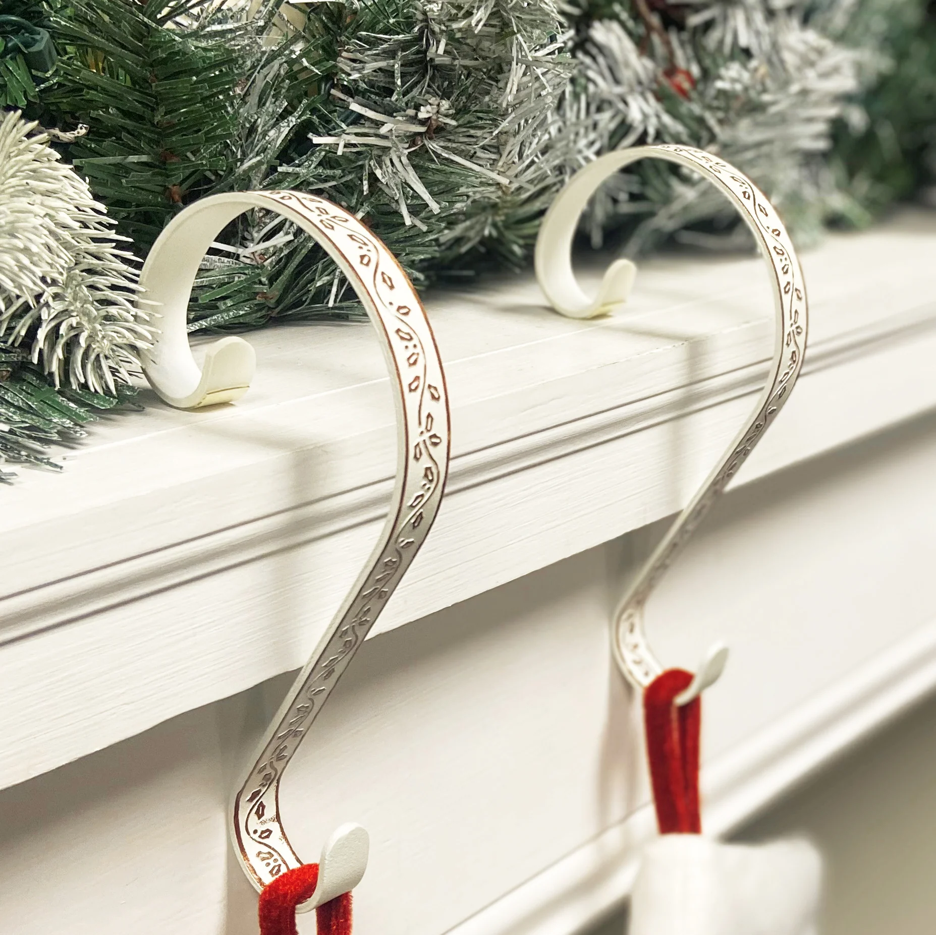 Stocking Scrolls - Embossed Holly - Whitewash - Image 7