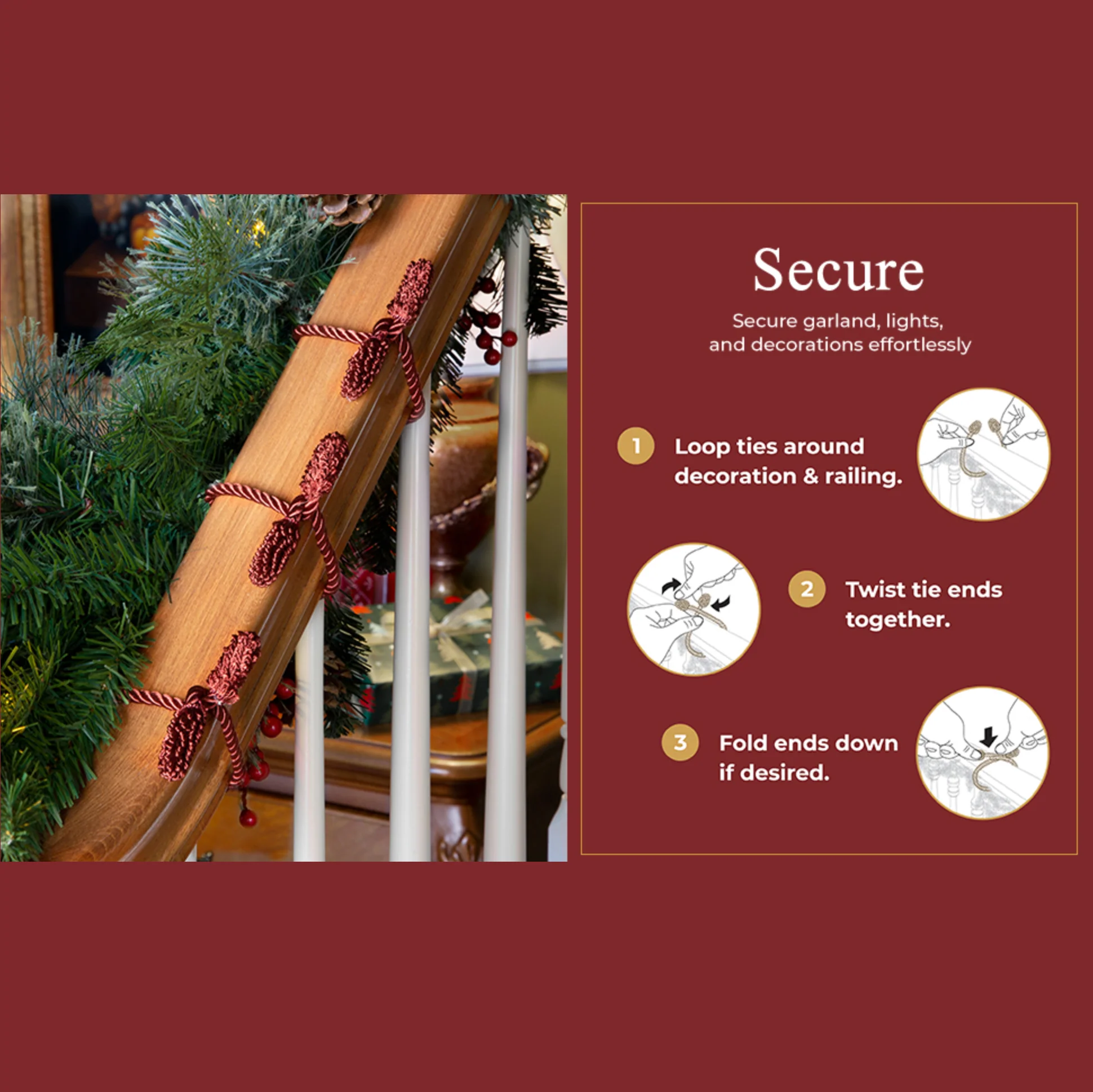 Decorative Twist Ties 6 Pack - Burgundy - Image 9