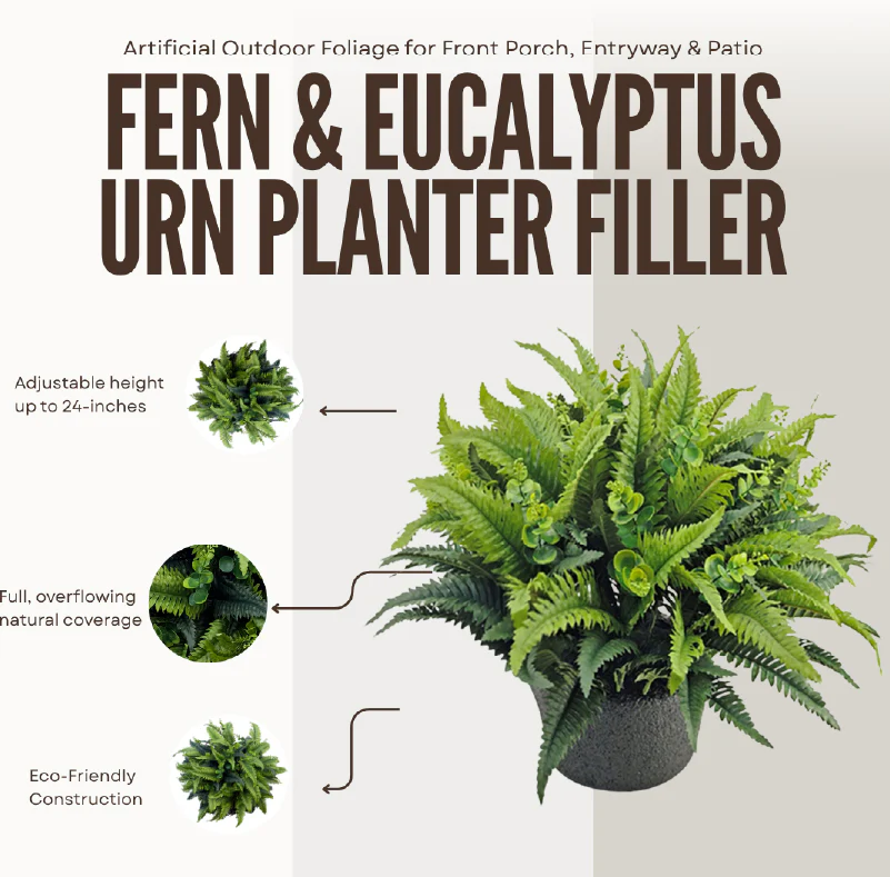 Fern and Eucalyptus Urn Filler with Adjustable Height - Image 5