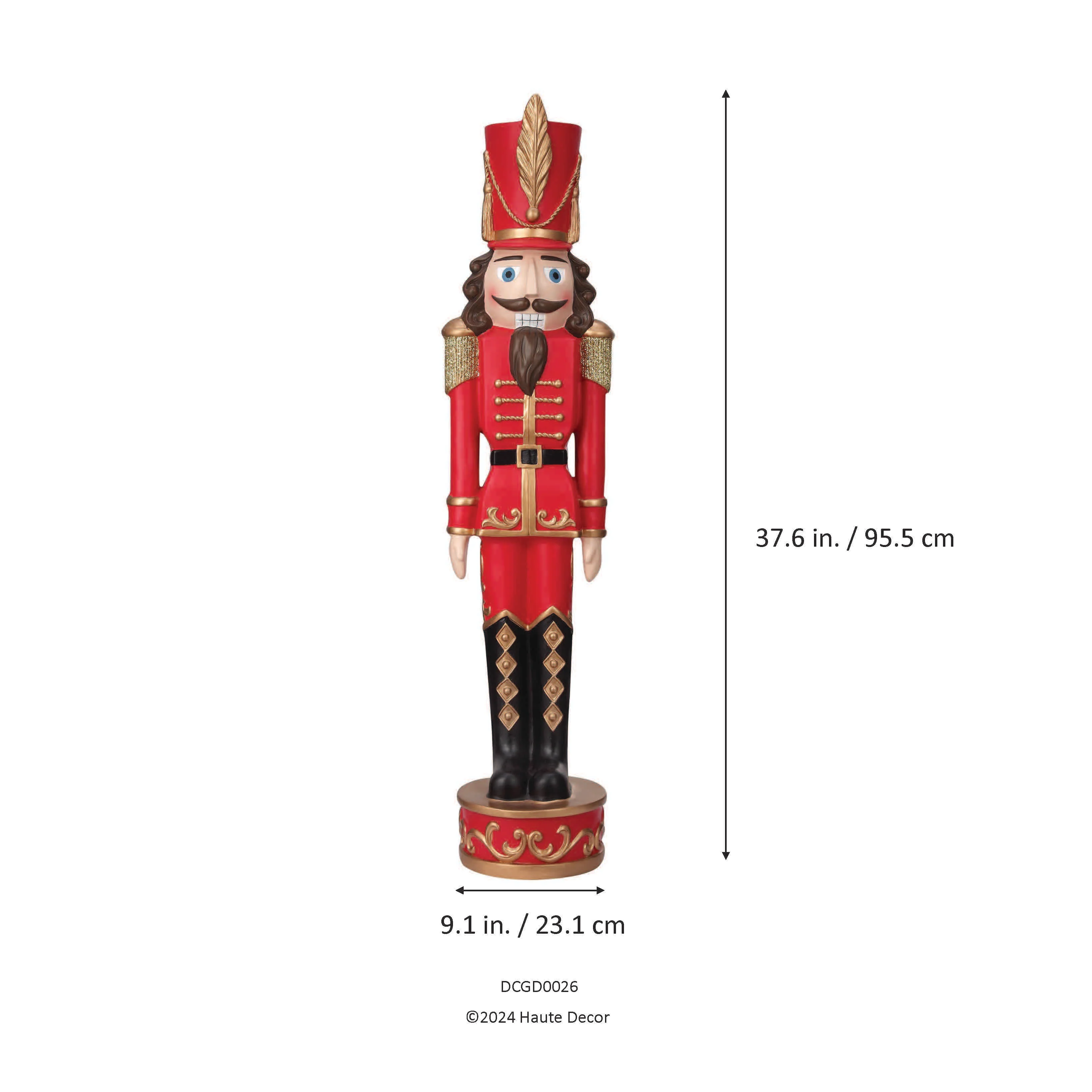 37 Inch Decorative Christmas Nutcracker -  Dark Red/Gold - Image 5
