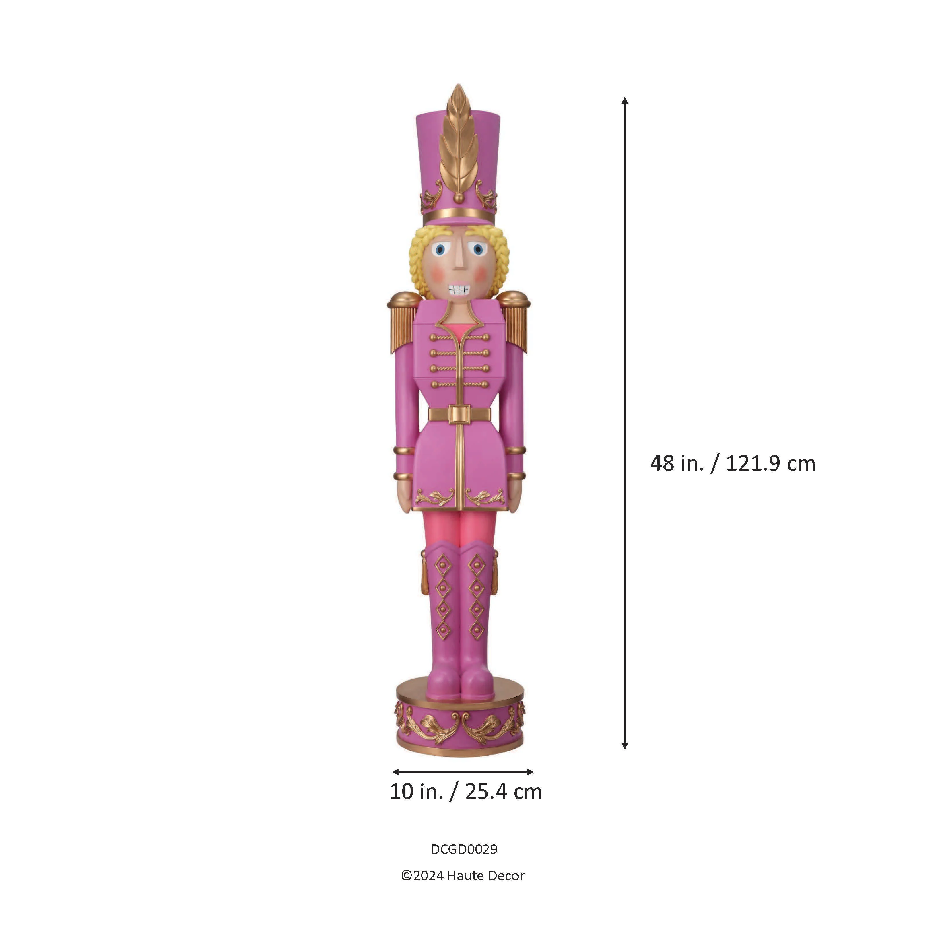48 Inch Tall Decorative Christmas Female Nutcracker - Purple/Gold - Image 4