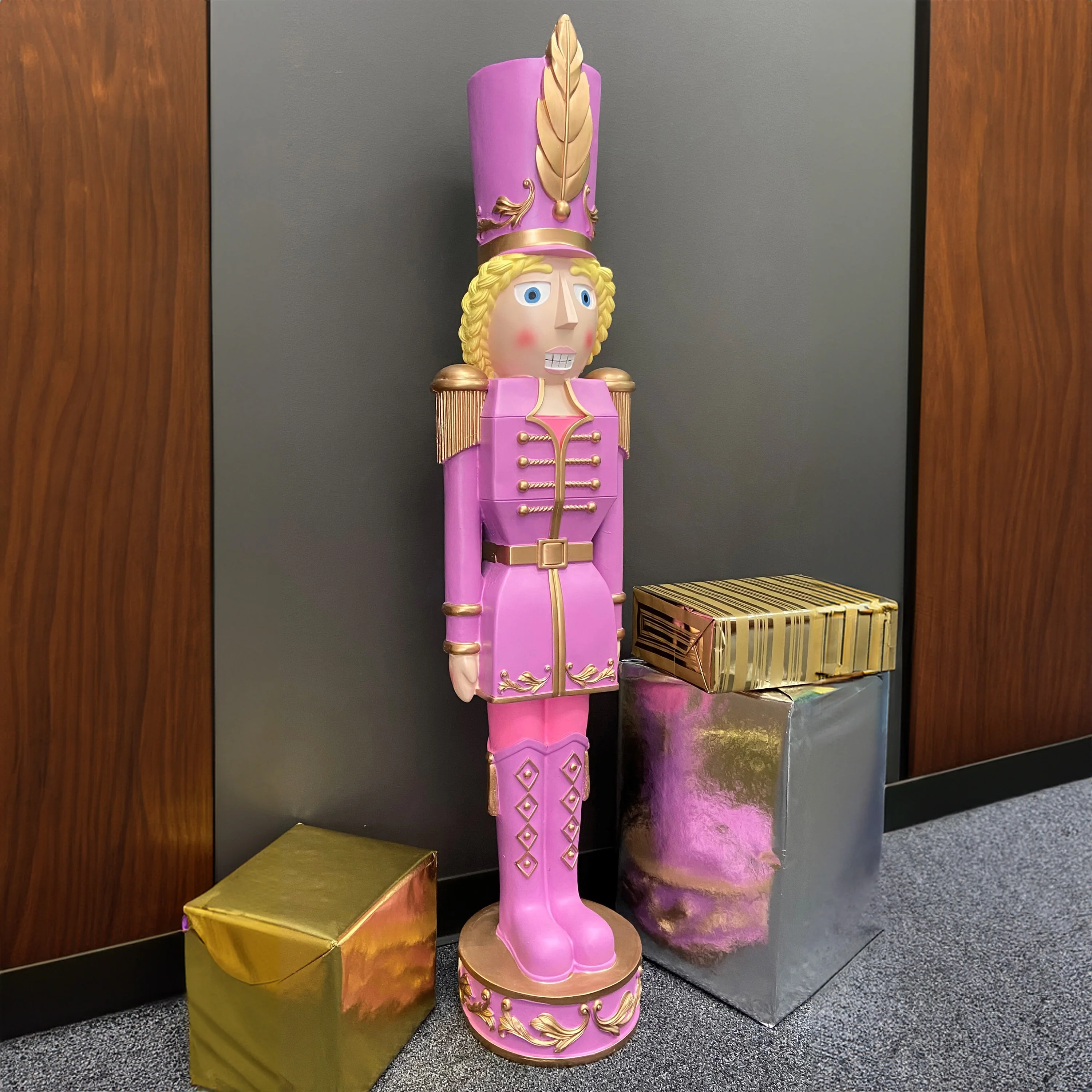 48 Inch Tall Decorative Christmas Female Nutcracker - Purple/Gold - Image 7