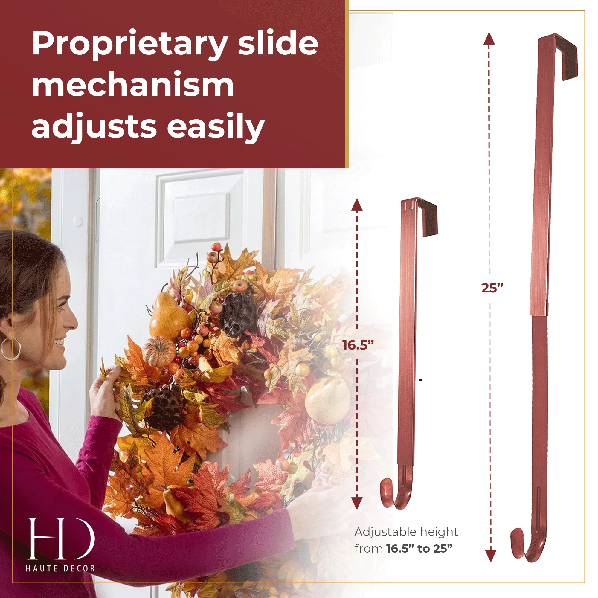 Adapt Adjustable Length Wreath Hanger - Brushed Copper - Image 4