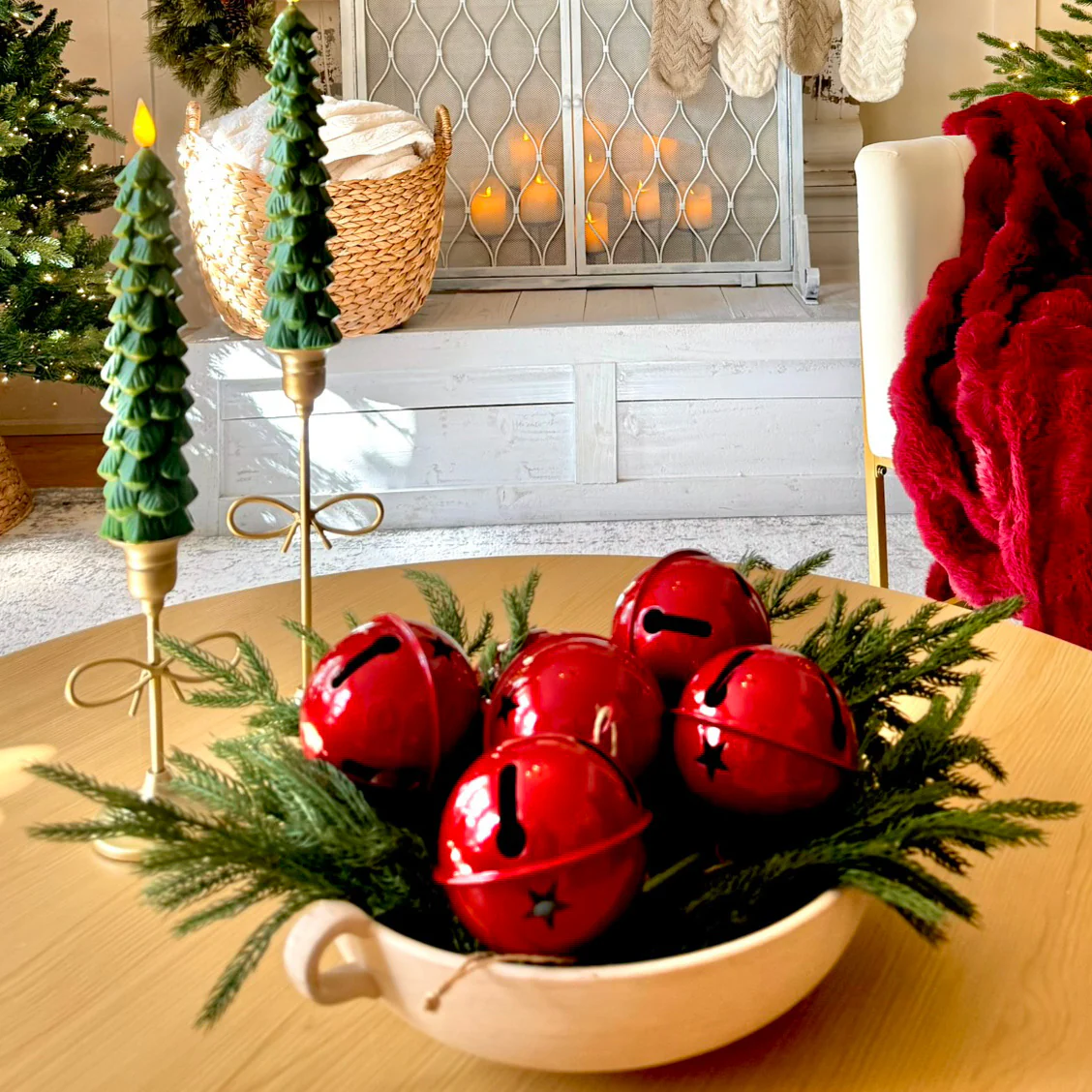 Jingle Bell Ornaments (large version) - 6 Pack - Shiny Red - Image 2